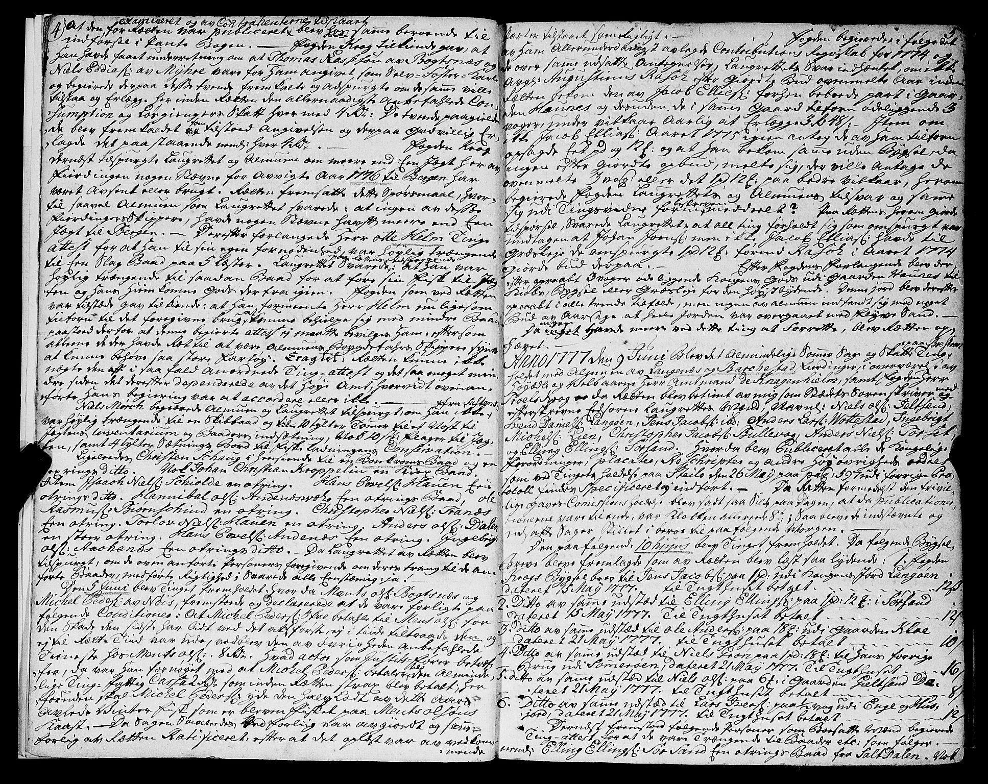 Vesterålen sorenskriveri, AV/SAT-A-4180/1/1/1A/L0008: Tingbok, 1777-1781, p. 4-5