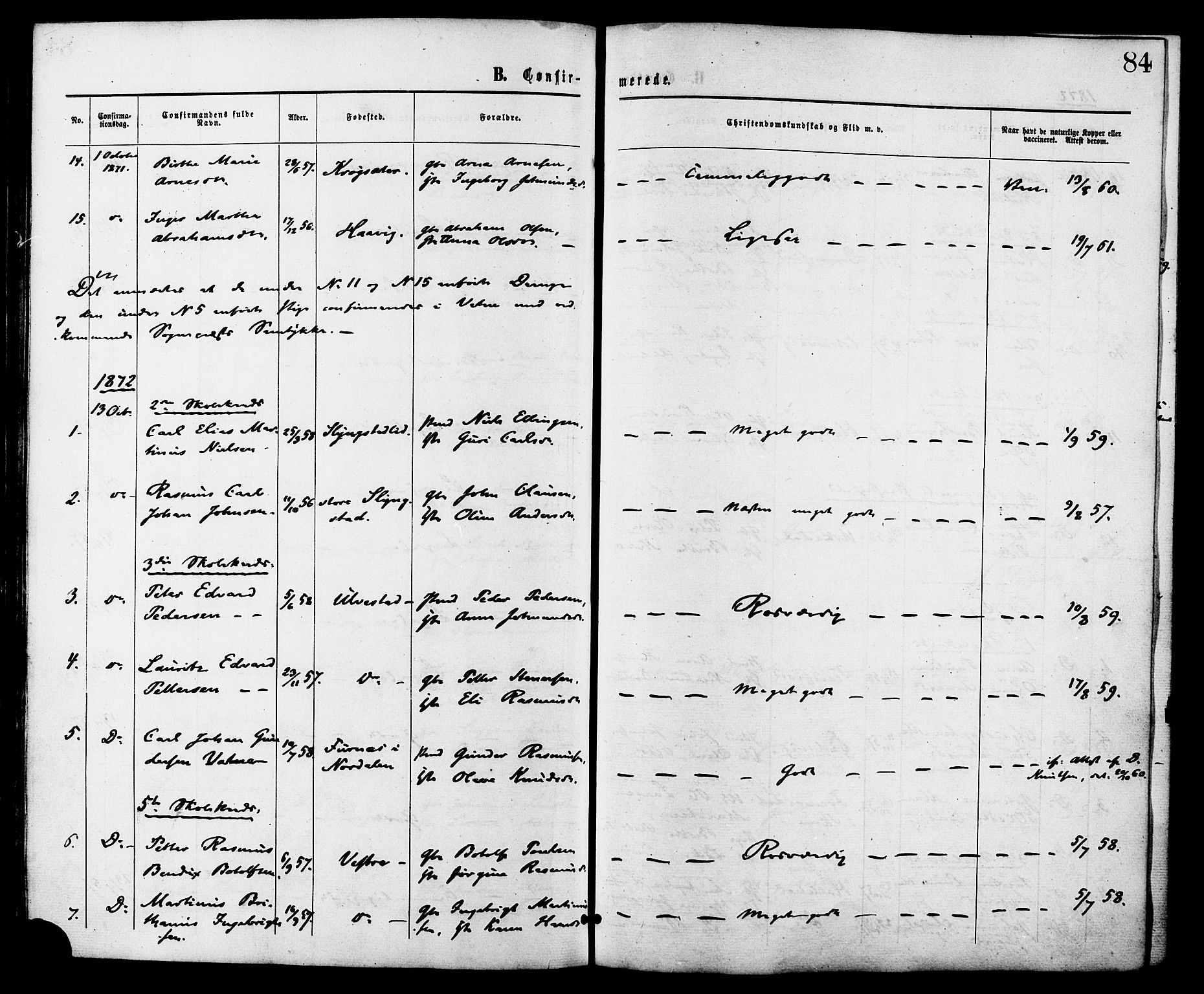 Ministerialprotokoller, klokkerbøker og fødselsregistre - Møre og Romsdal, AV/SAT-A-1454/525/L0373: Parish register (official) no. 525A03, 1864-1879, p. 84