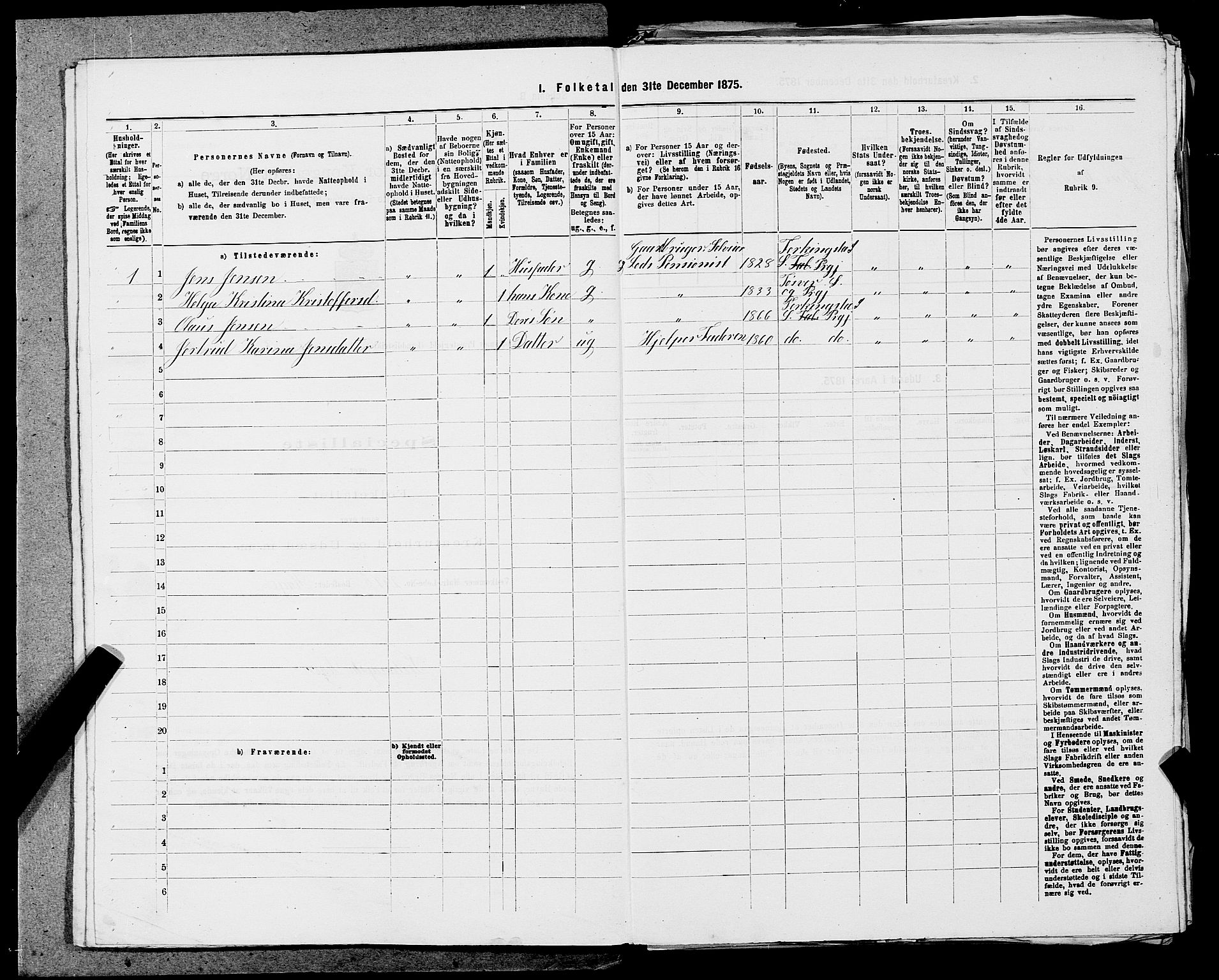 SAST, 1875 census for 1150L Skudenes/Falnes, Åkra og Ferkingstad, 1875, p. 1146