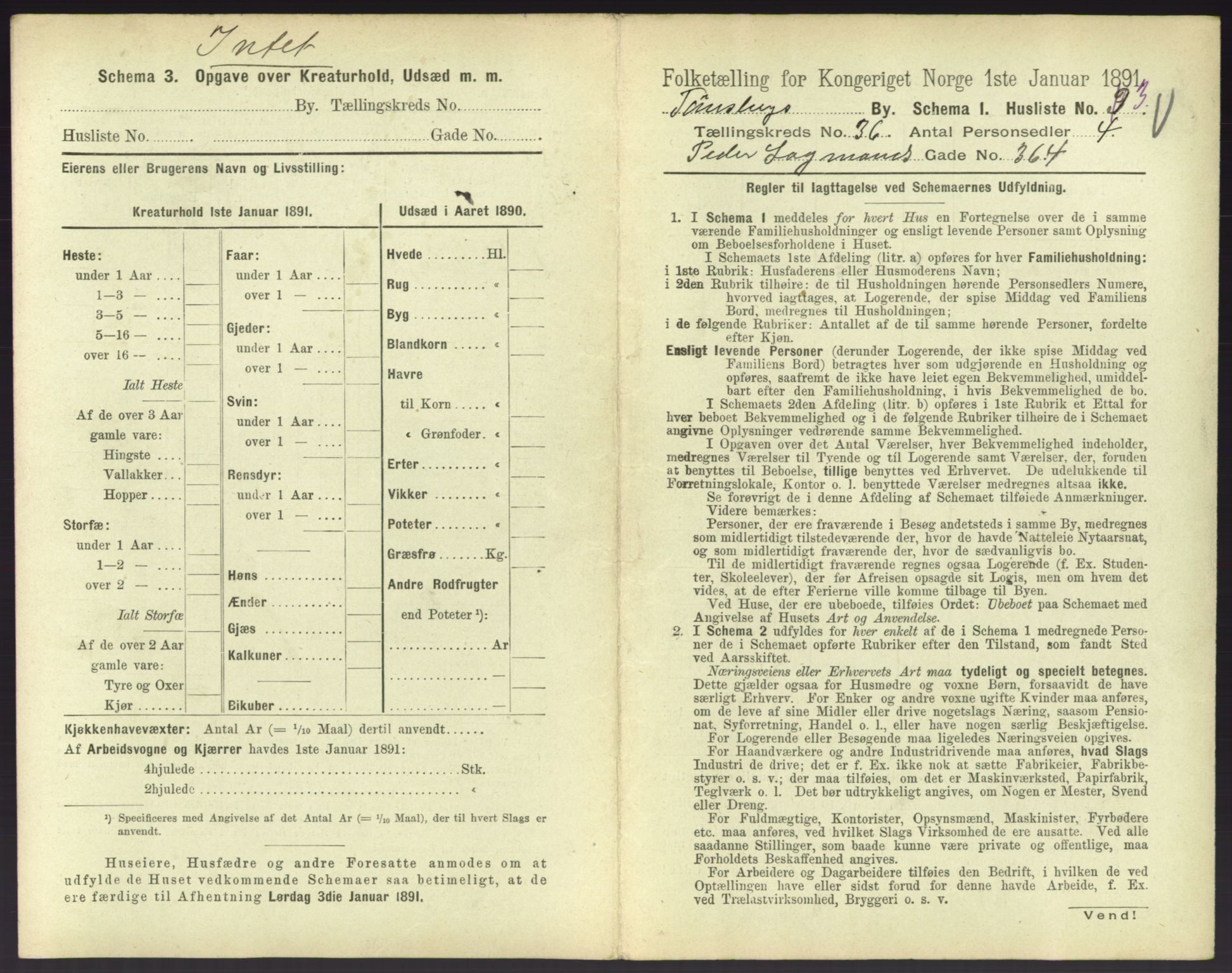 RA, 1891 census for 0705 Tønsberg, 1891, p. 1032