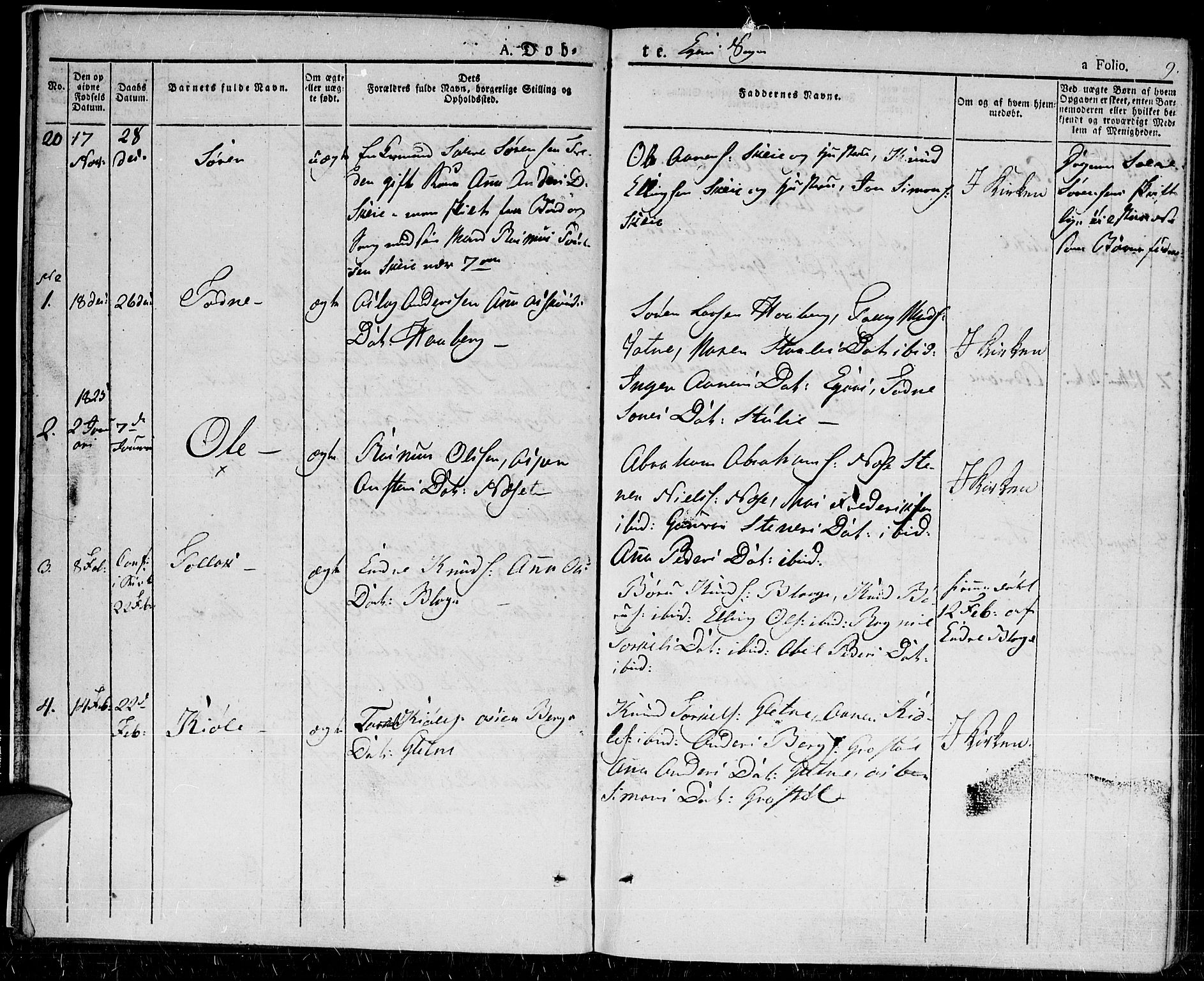 Hægebostad sokneprestkontor, AV/SAK-1111-0024/F/Fa/Fab/L0001: Parish register (official) no. A 1, 1823-1867, p. 9