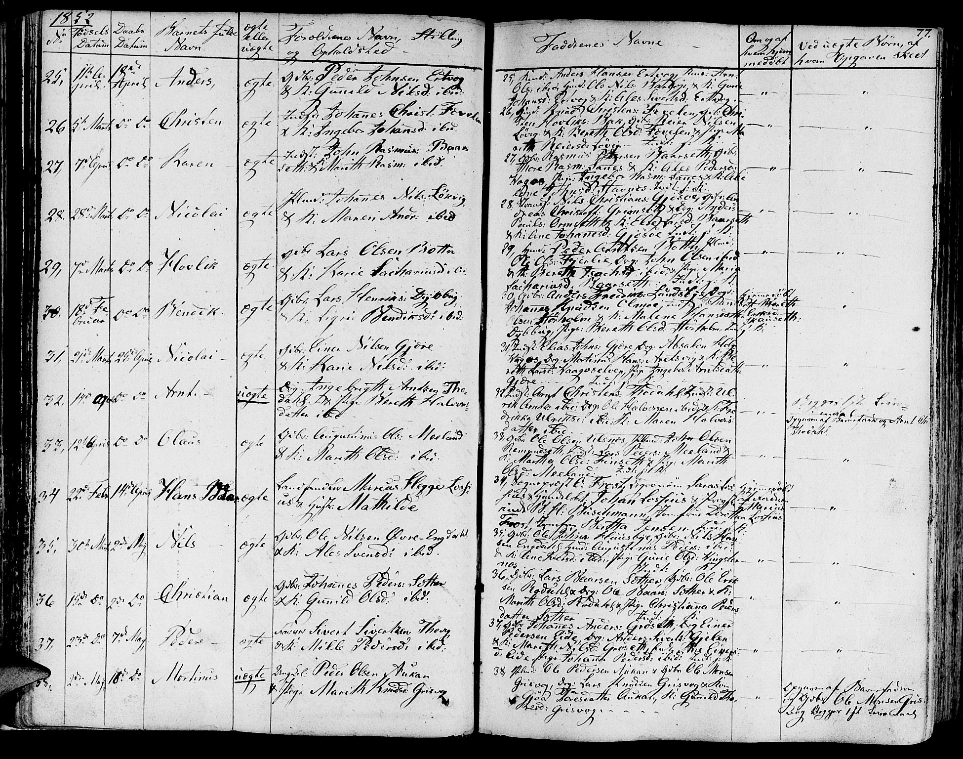 Ministerialprotokoller, klokkerbøker og fødselsregistre - Møre og Romsdal, SAT/A-1454/578/L0904: Parish register (official) no. 578A03, 1836-1858, p. 77