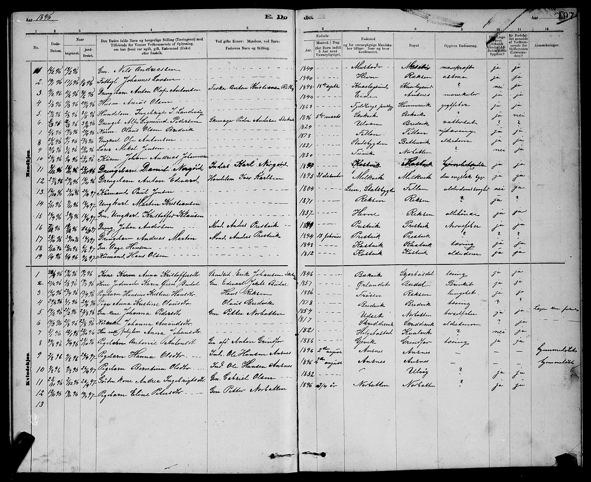 Ministerialprotokoller, klokkerbøker og fødselsregistre - Sør-Trøndelag, SAT/A-1456/637/L0562: Parish register (copy) no. 637C03, 1883-1898, p. 197