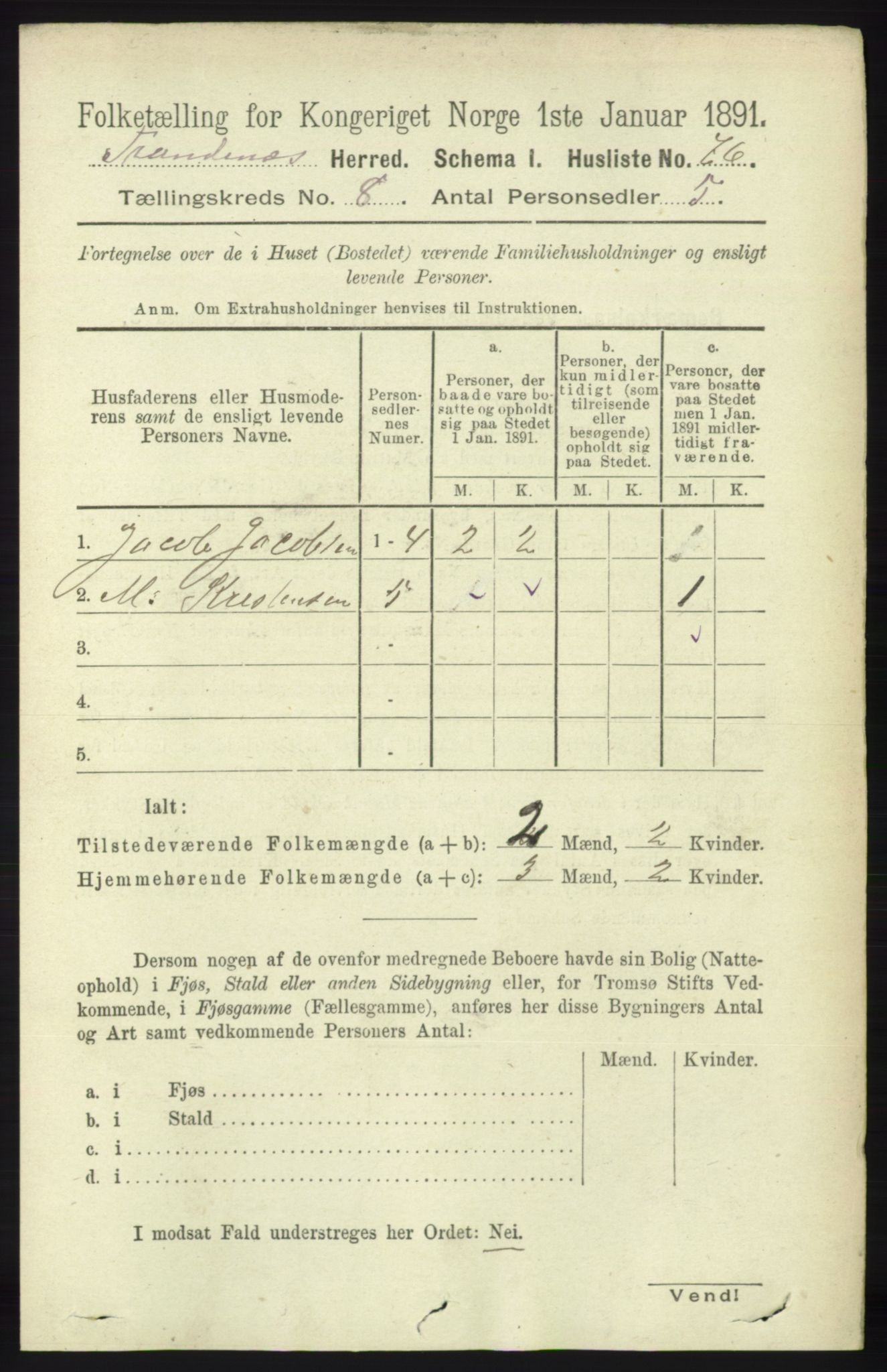 RA, 1891 census for 1914 Trondenes, 1891, p. 5762