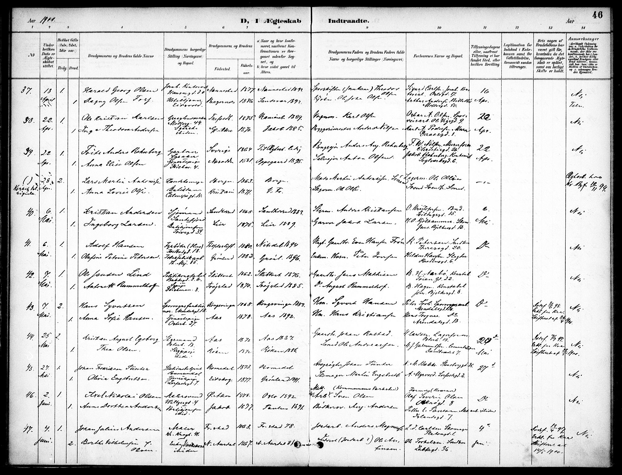 Jakob prestekontor Kirkebøker, SAO/A-10850/F/Fa/L0006: Parish register (official) no. 6, 1895-1908, p. 46