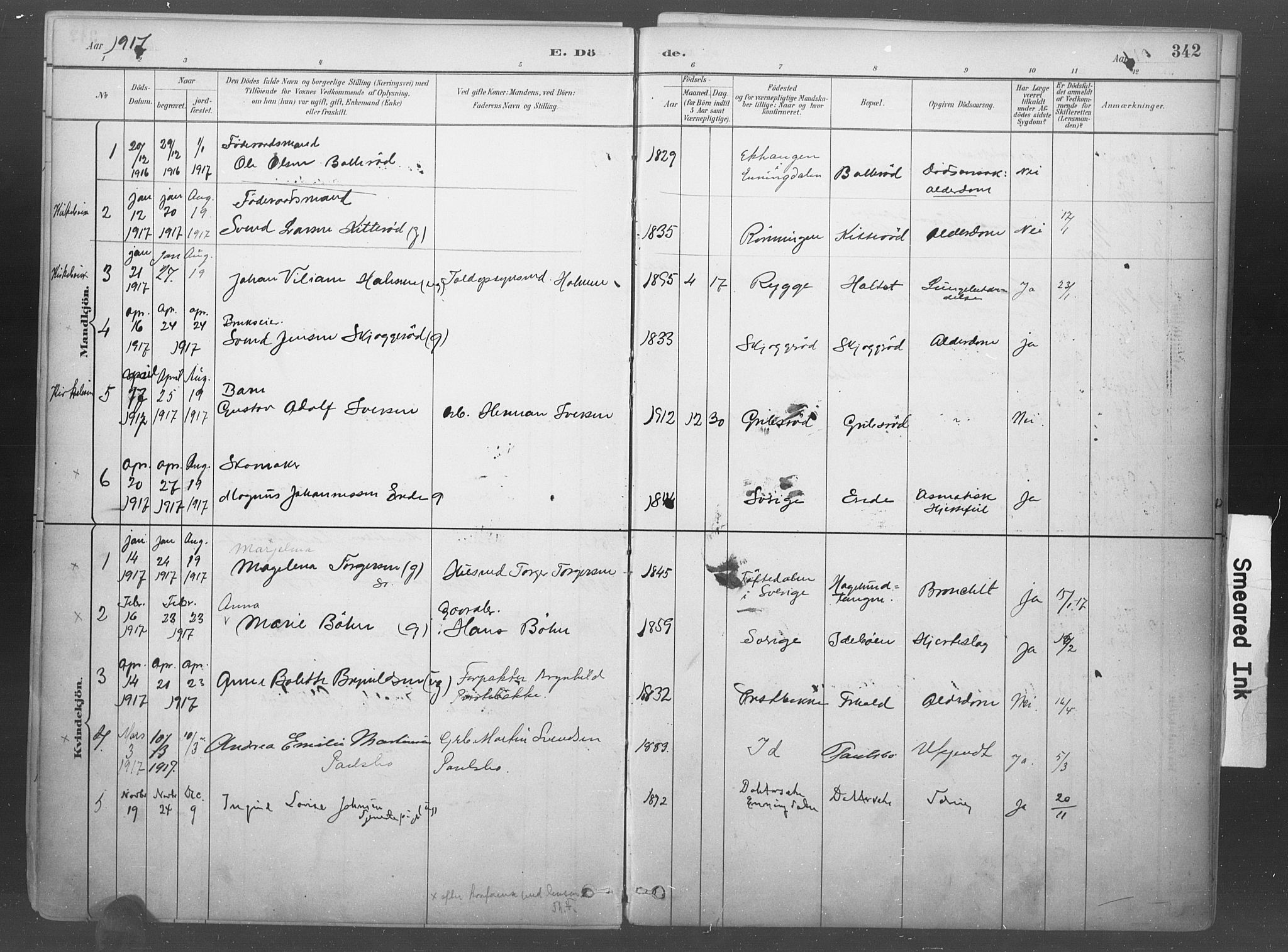 Idd prestekontor Kirkebøker, SAO/A-10911/F/Fb/L0002: Parish register (official) no. II 2, 1882-1923, p. 342