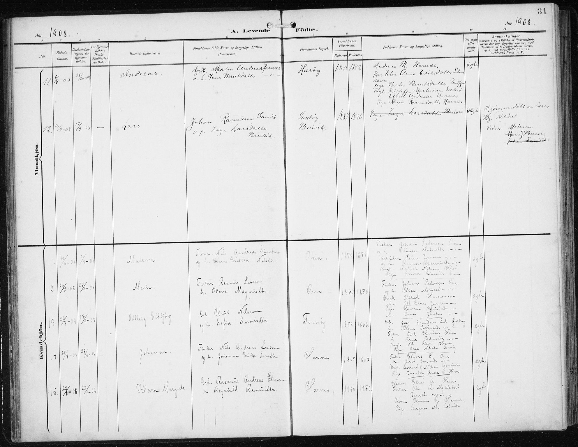Ministerialprotokoller, klokkerbøker og fødselsregistre - Møre og Romsdal, SAT/A-1454/561/L0733: Parish register (copy) no. 561C03, 1900-1940, p. 31