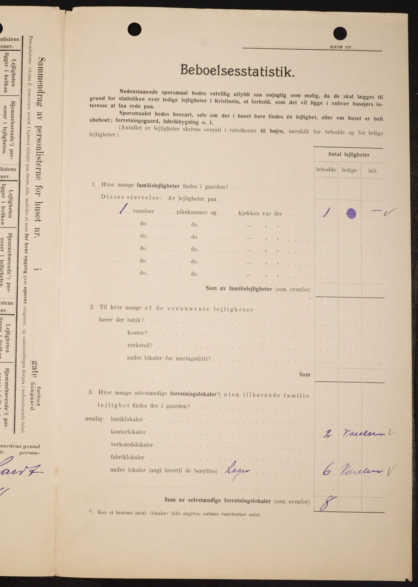 OBA, Municipal Census 1909 for Kristiania, 1909, p. 52398