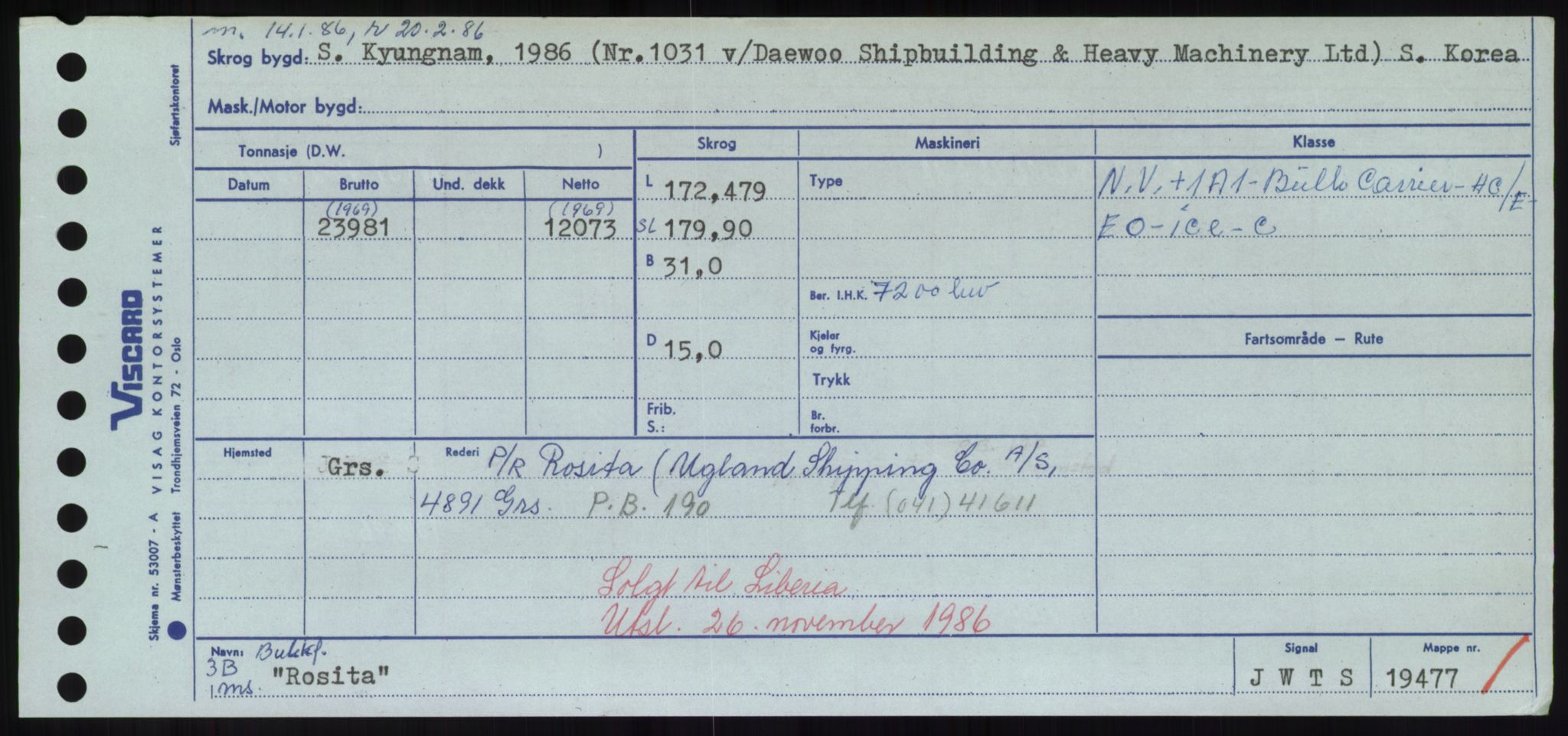 Sjøfartsdirektoratet med forløpere, Skipsmålingen, RA/S-1627/H/Hd/L0031: Fartøy, Rju-Sam, p. 173