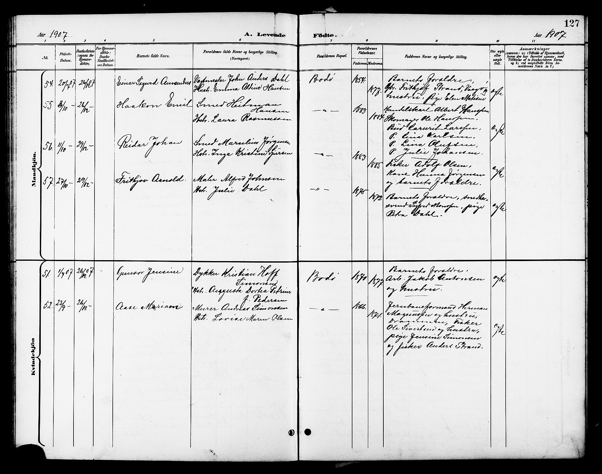 Ministerialprotokoller, klokkerbøker og fødselsregistre - Nordland, AV/SAT-A-1459/801/L0033: Parish register (copy) no. 801C08, 1898-1910, p. 127