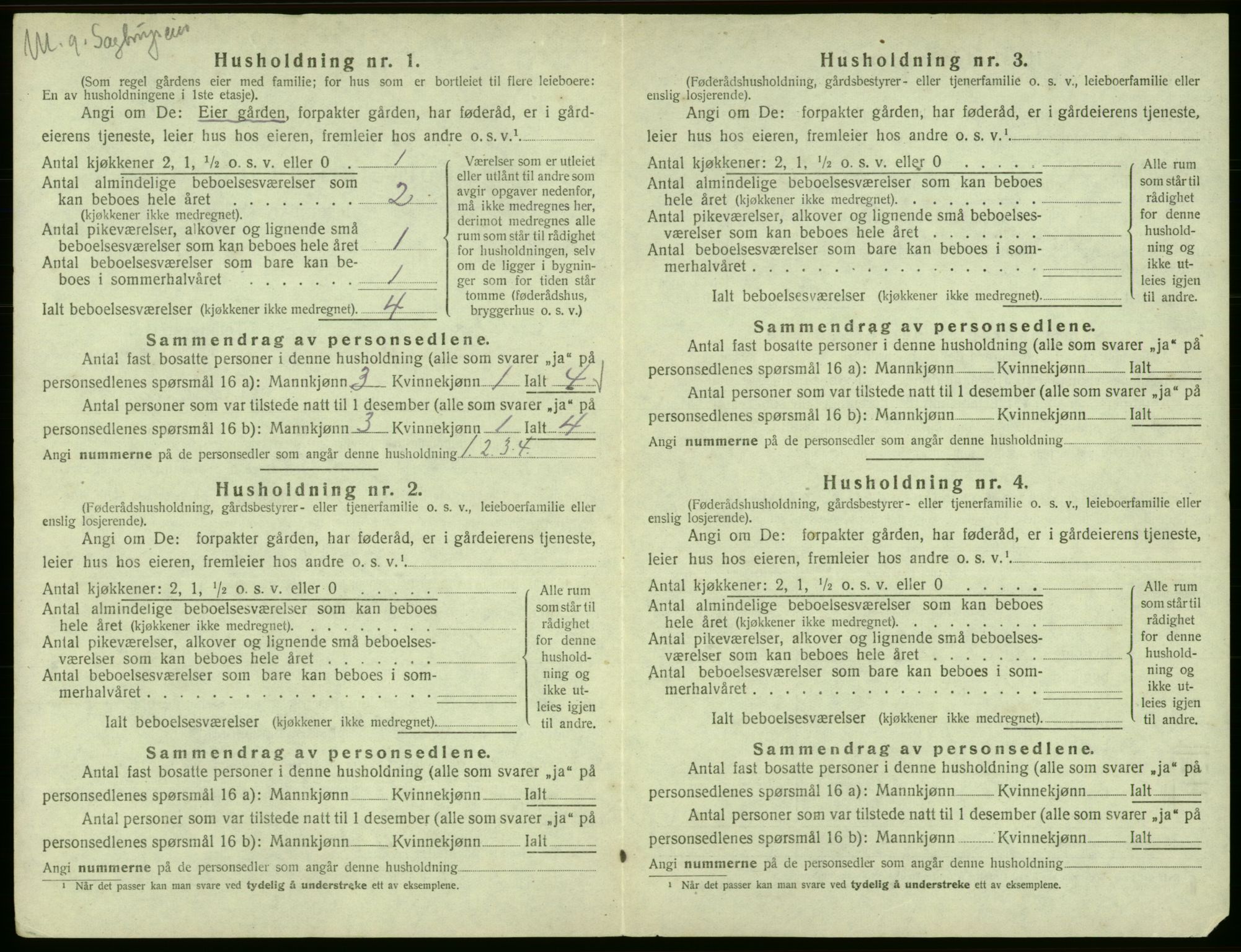 SAB, 1920 census for Odda, 1920, p. 170