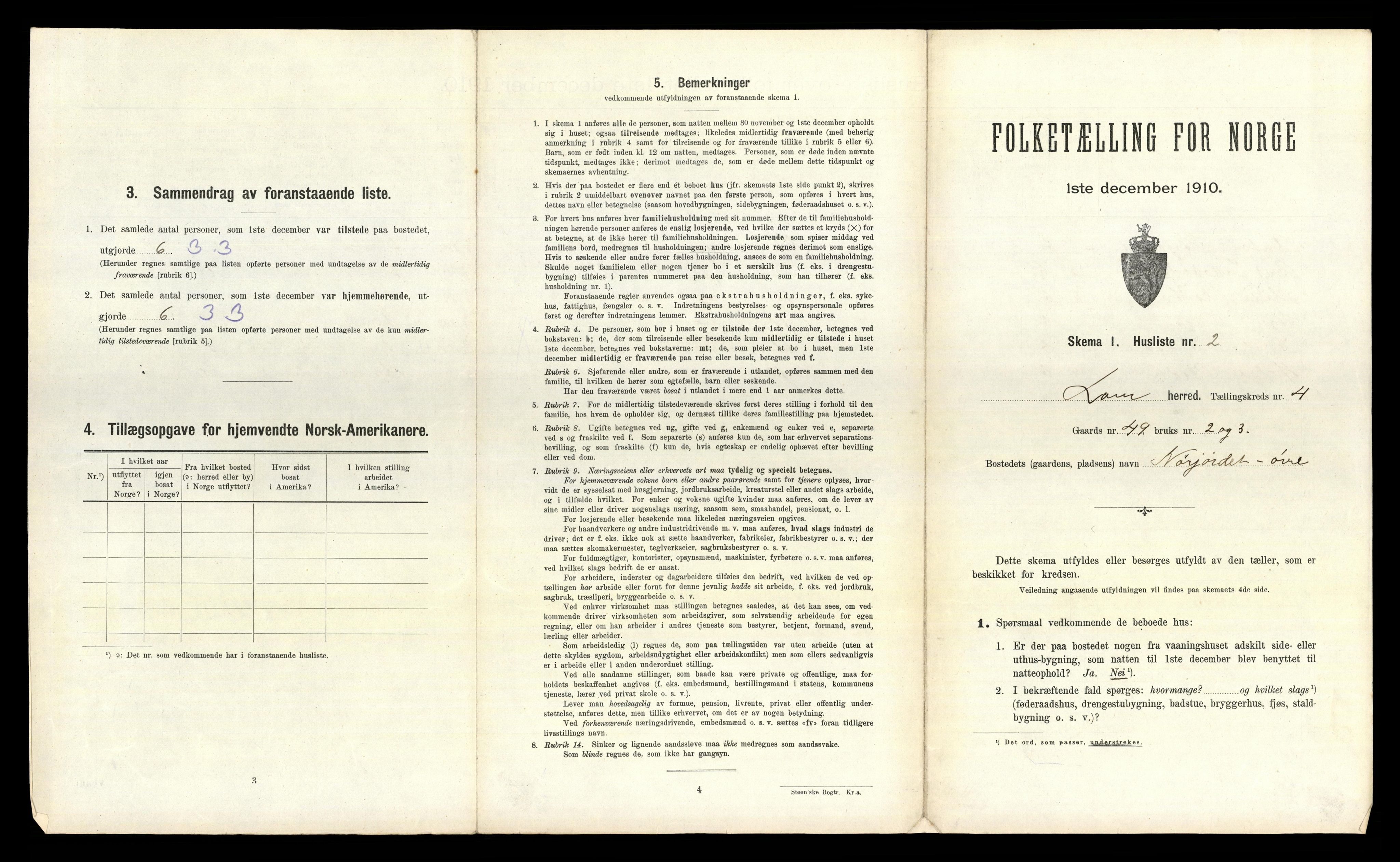 RA, 1910 census for Lom, 1910, p. 595