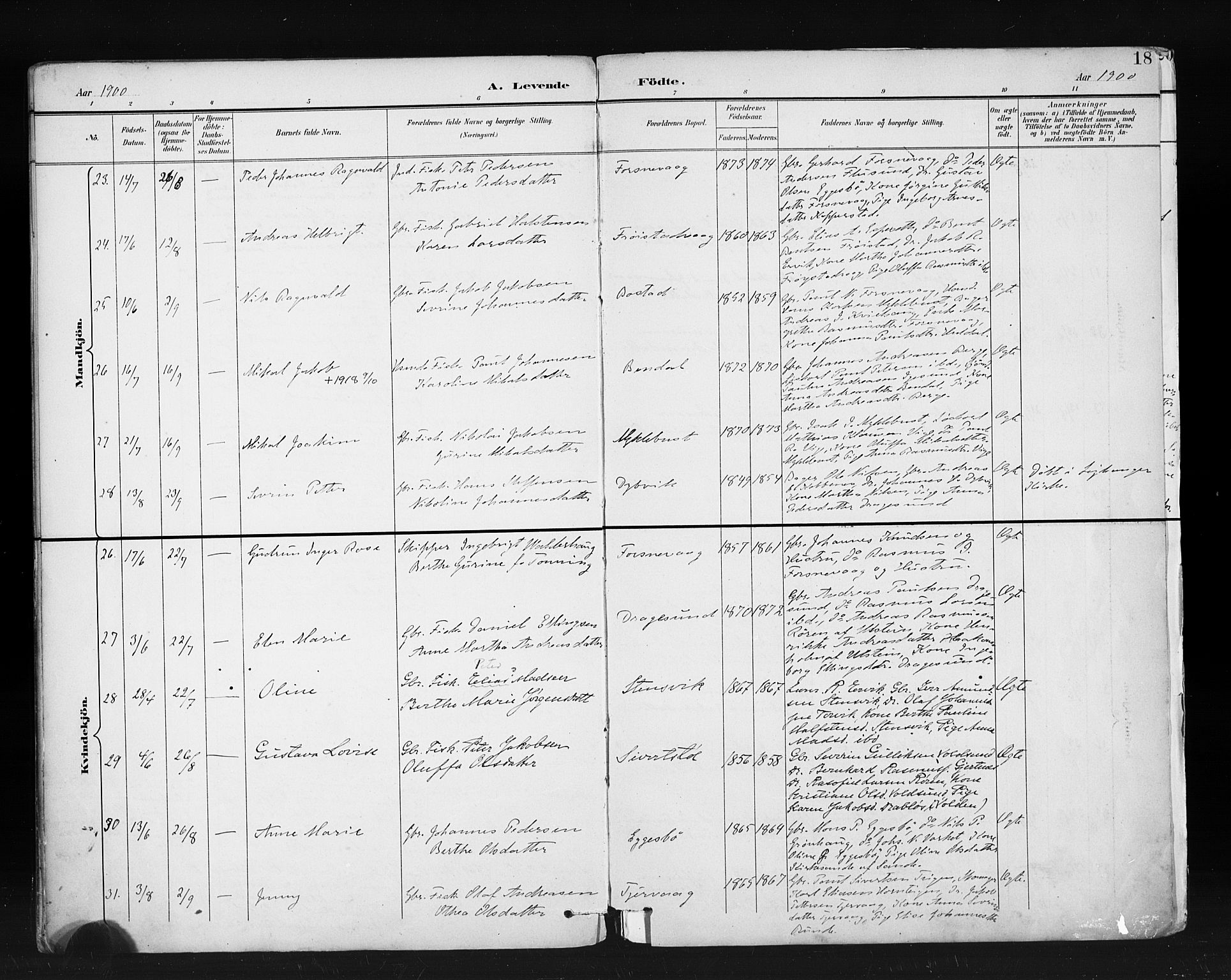 Ministerialprotokoller, klokkerbøker og fødselsregistre - Møre og Romsdal, SAT/A-1454/507/L0074: Parish register (official) no. 507A09, 1894-1900, p. 18