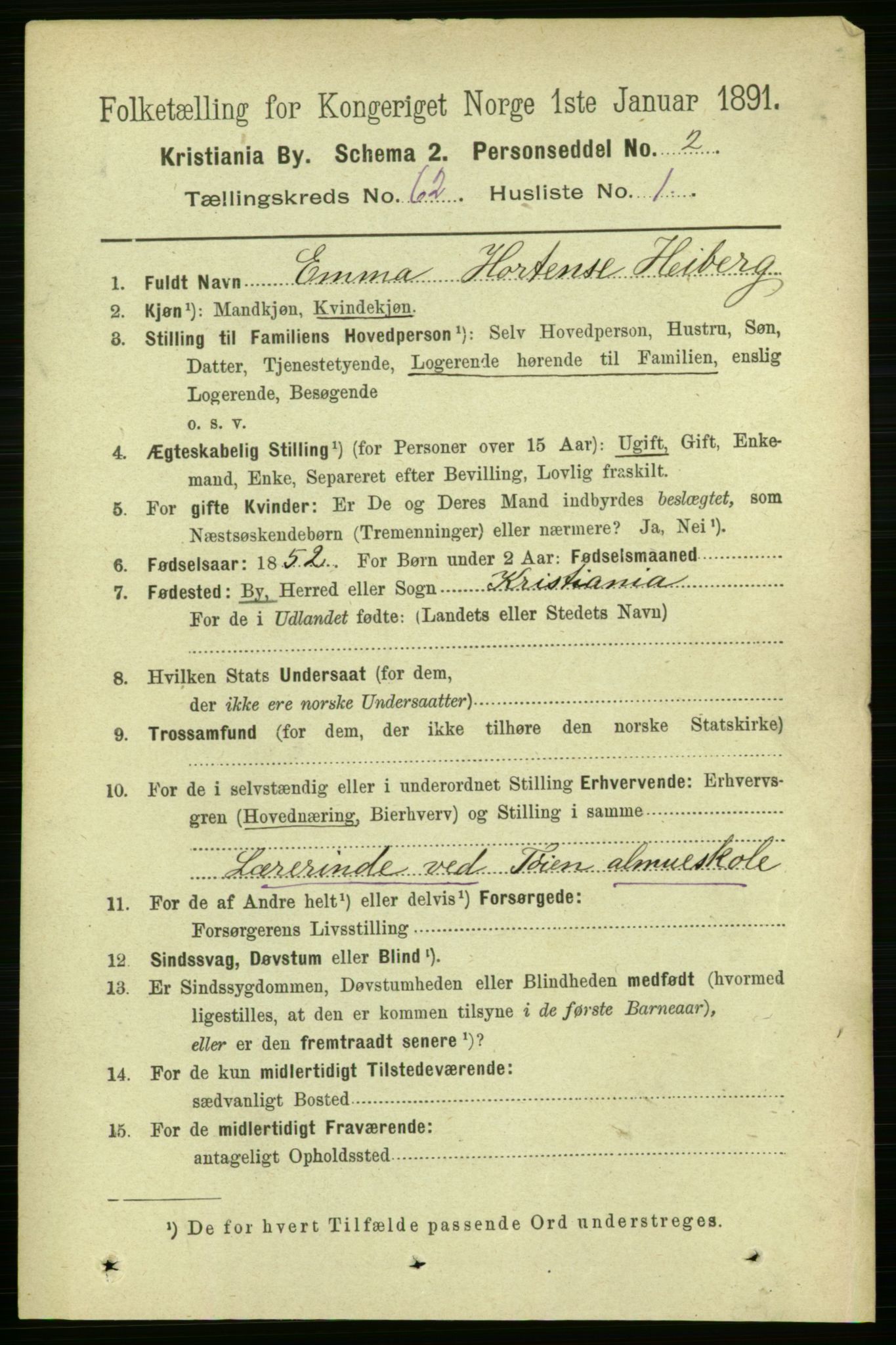 RA, 1891 census for 0301 Kristiania, 1891, p. 33064