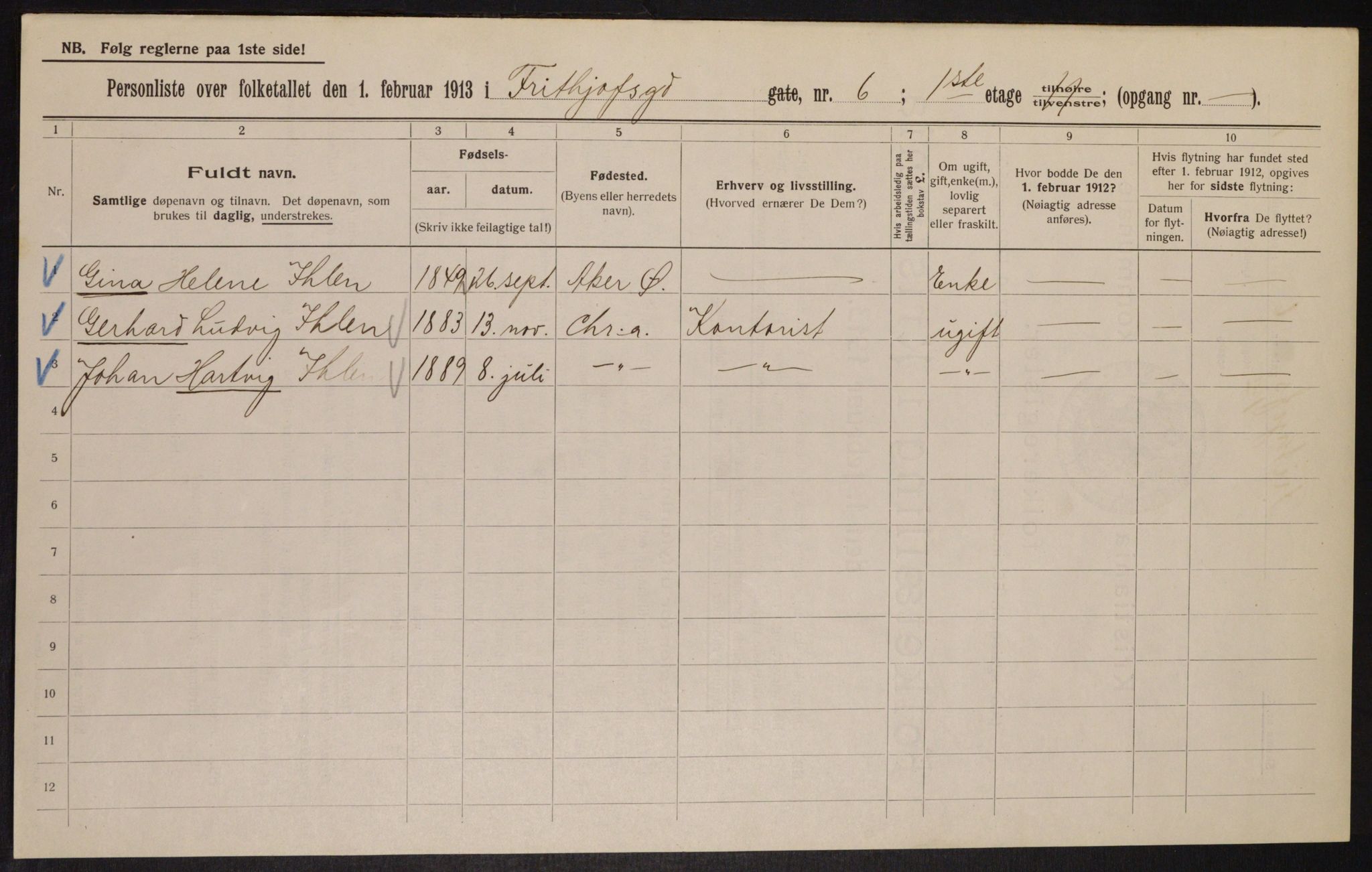 OBA, Municipal Census 1913 for Kristiania, 1913, p. 27001