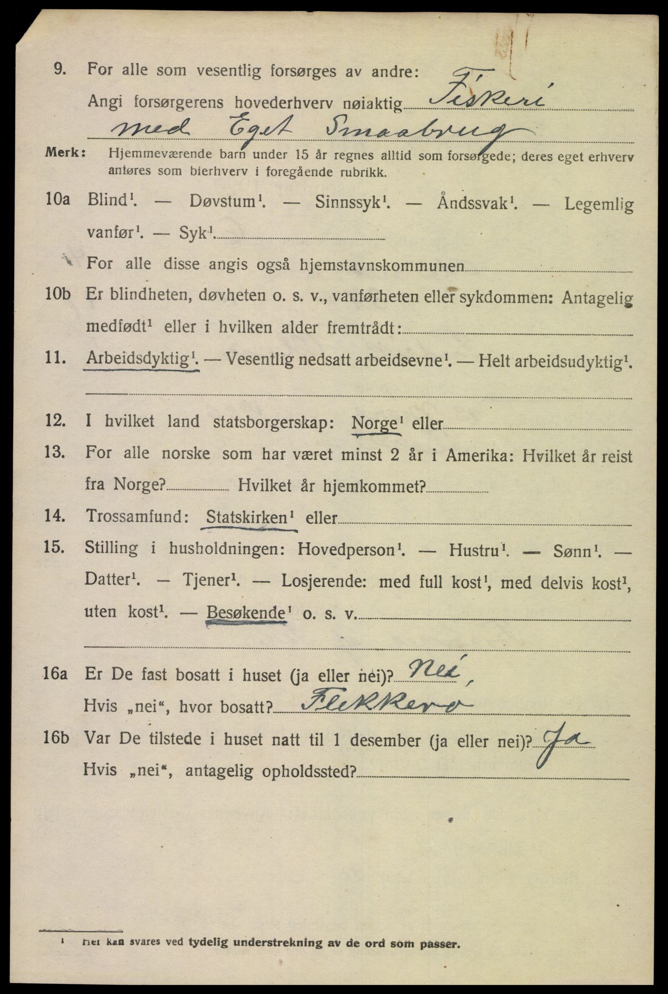 SAK, 1920 census for Oddernes, 1920, p. 4428