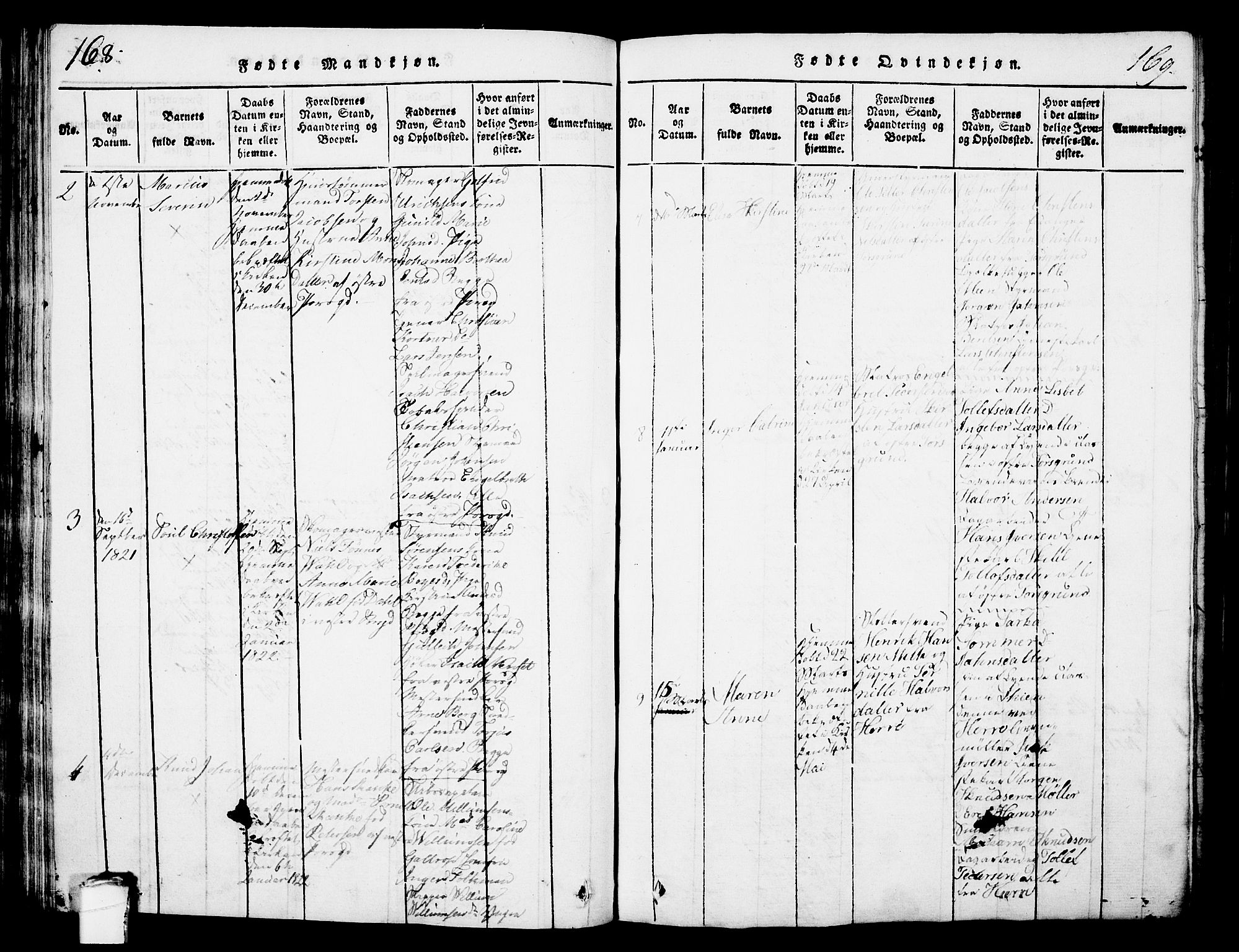 Porsgrunn kirkebøker , AV/SAKO-A-104/G/Gb/L0001: Parish register (copy) no. II 1, 1817-1828, p. 168-169