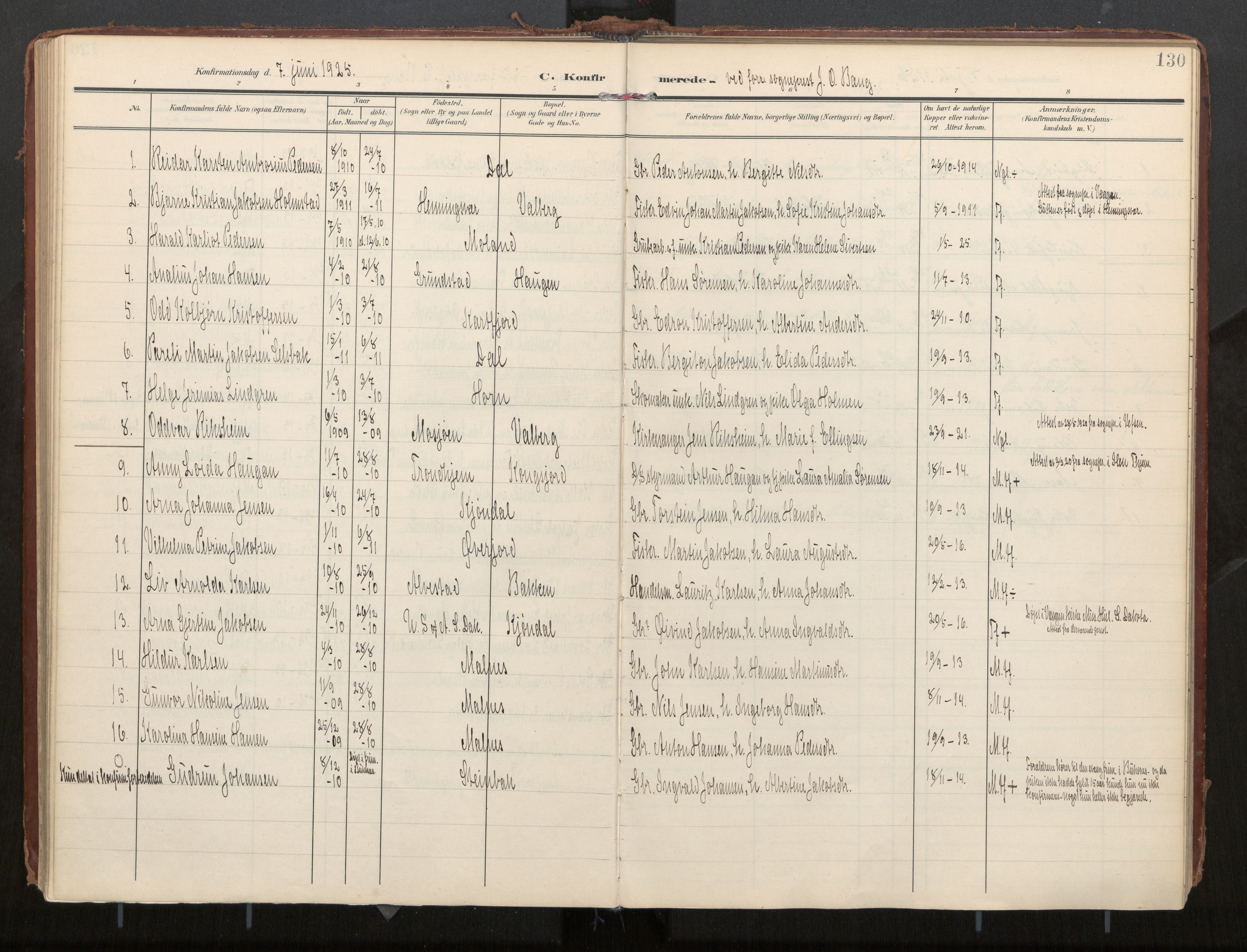Ministerialprotokoller, klokkerbøker og fødselsregistre - Nordland, SAT/A-1459/884/L1194: Parish register (official) no. 884A02, 1906-1937, p. 130