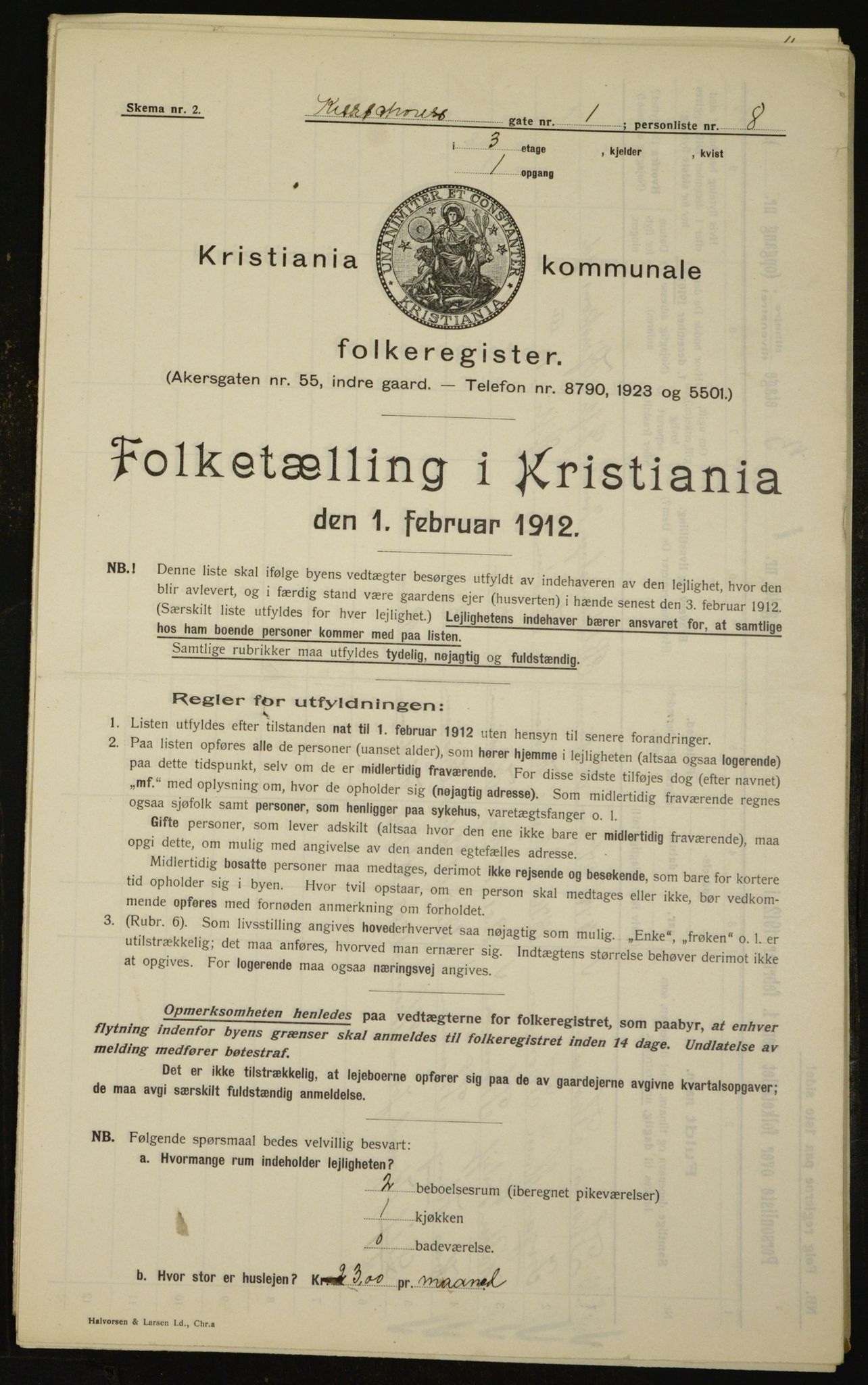 OBA, Municipal Census 1912 for Kristiania, 1912, p. 49685