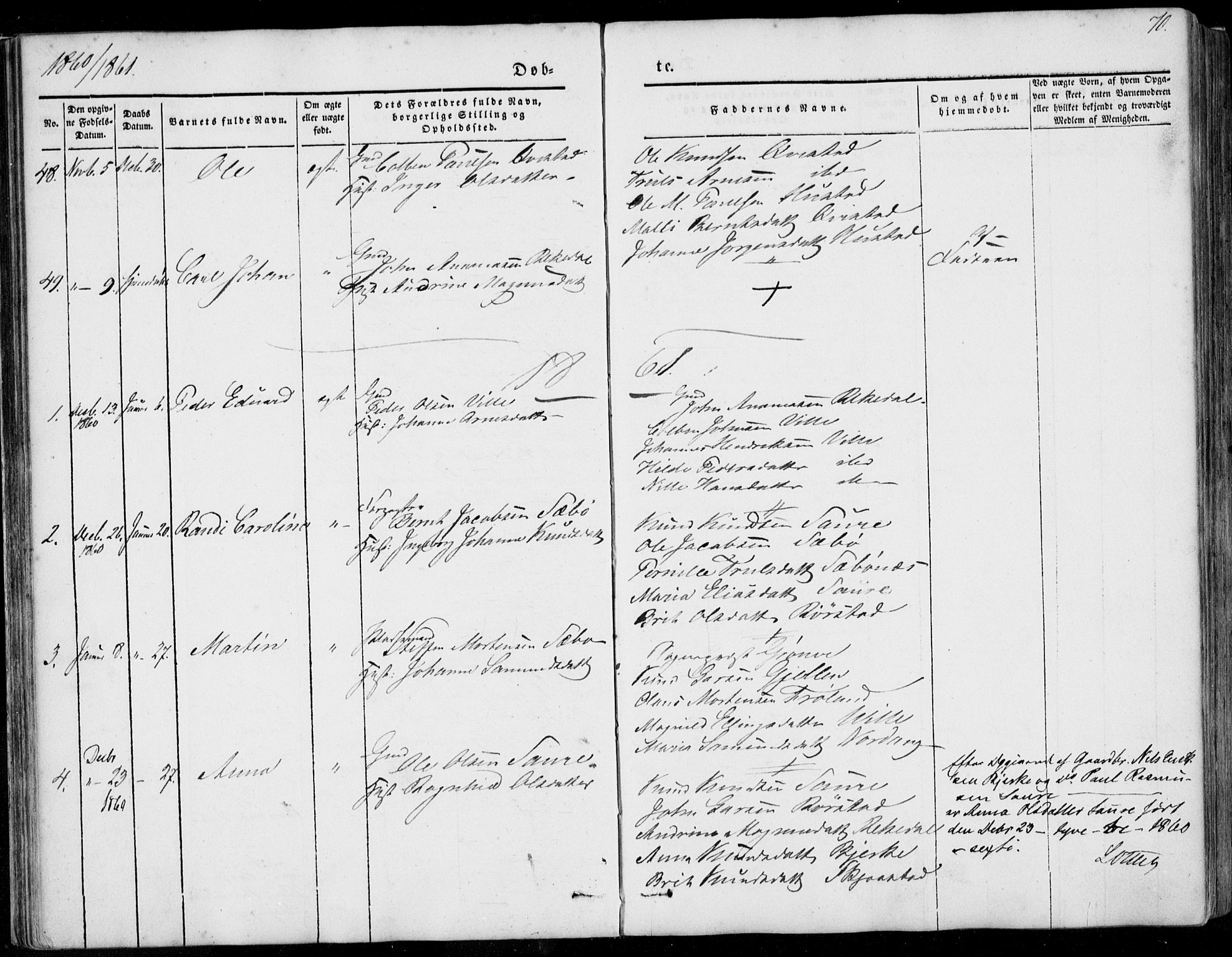 Ministerialprotokoller, klokkerbøker og fødselsregistre - Møre og Romsdal, AV/SAT-A-1454/515/L0209: Parish register (official) no. 515A05, 1847-1868, p. 70