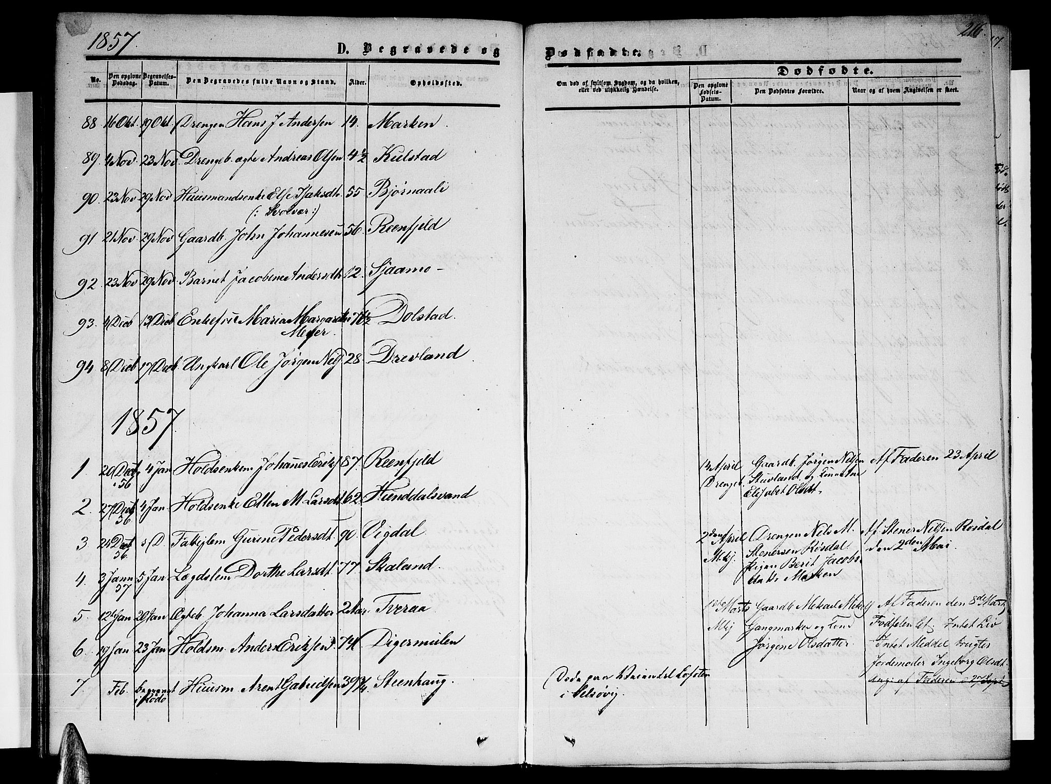 Ministerialprotokoller, klokkerbøker og fødselsregistre - Nordland, AV/SAT-A-1459/820/L0301: Parish register (copy) no. 820C03, 1851-1858, p. 216