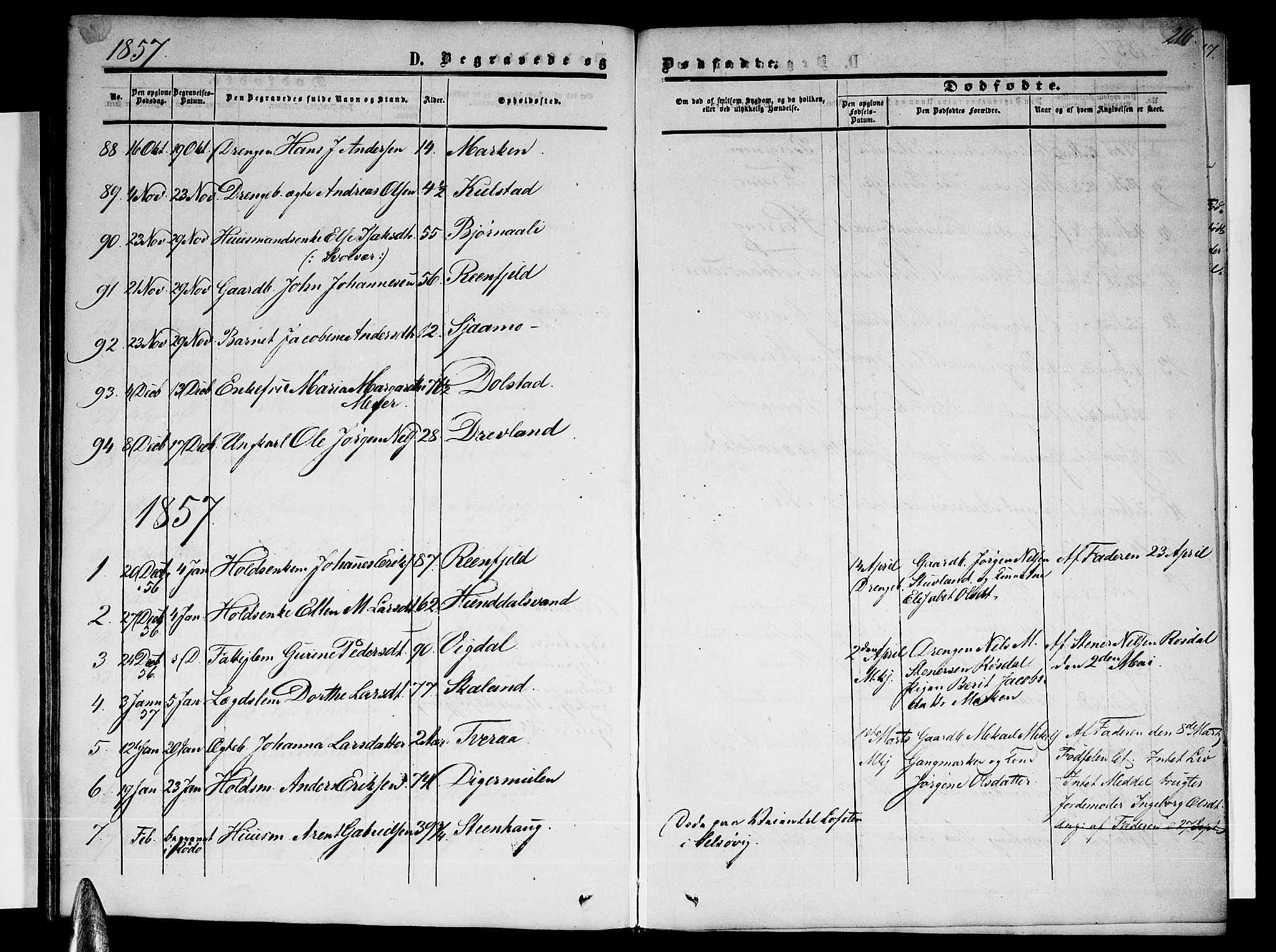 Ministerialprotokoller, klokkerbøker og fødselsregistre - Nordland, AV/SAT-A-1459/820/L0301: Parish register (copy) no. 820C03, 1851-1858, p. 216