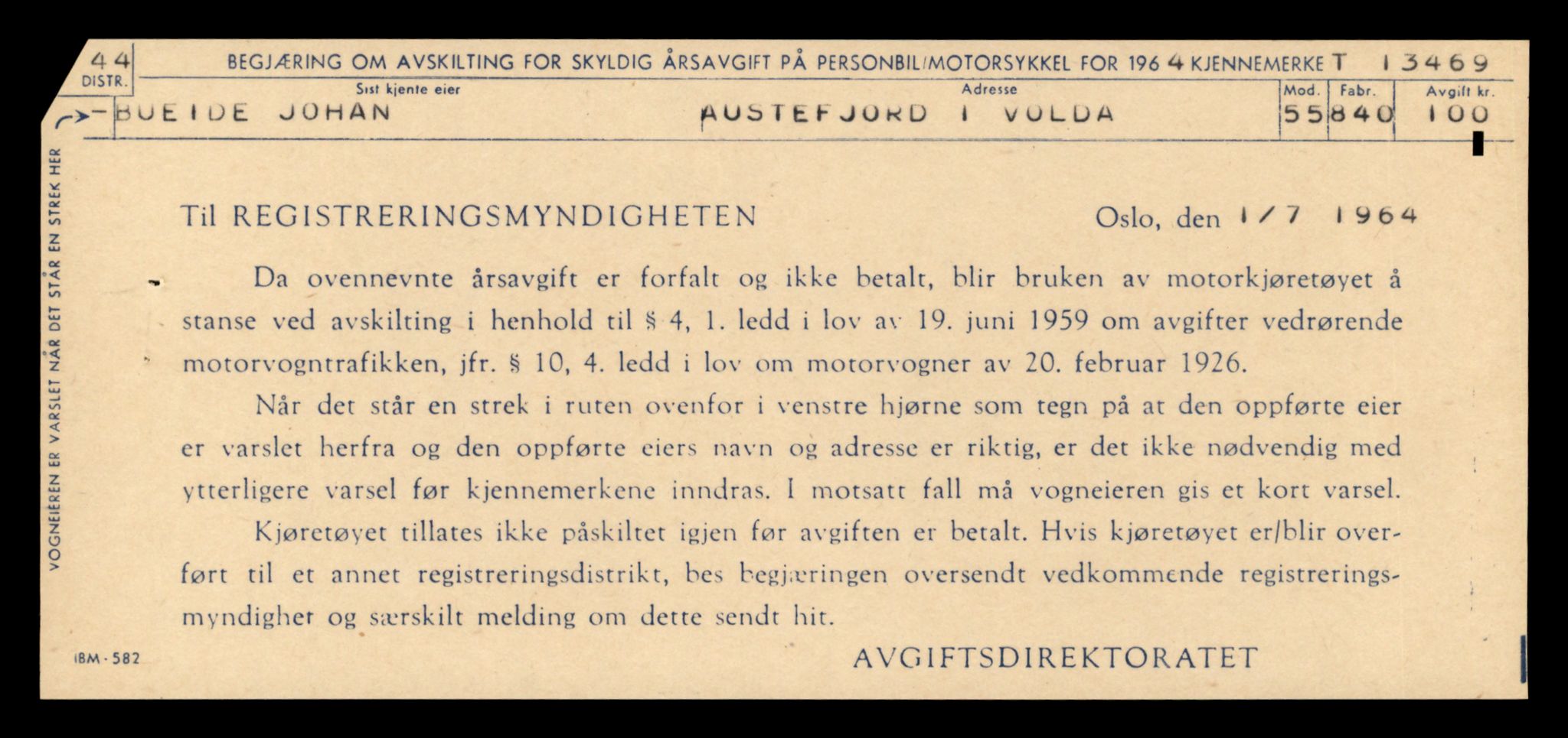Møre og Romsdal vegkontor - Ålesund trafikkstasjon, SAT/A-4099/F/Fe/L0039: Registreringskort for kjøretøy T 13361 - T 13530, 1927-1998, p. 1877