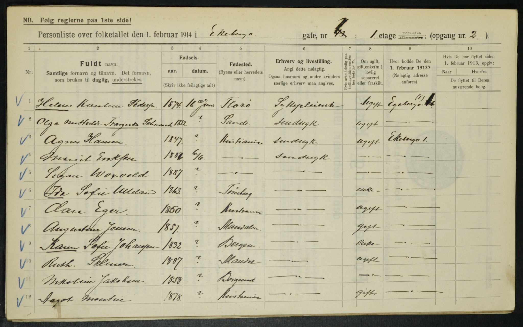 OBA, Municipal Census 1914 for Kristiania, 1914, p. 20289