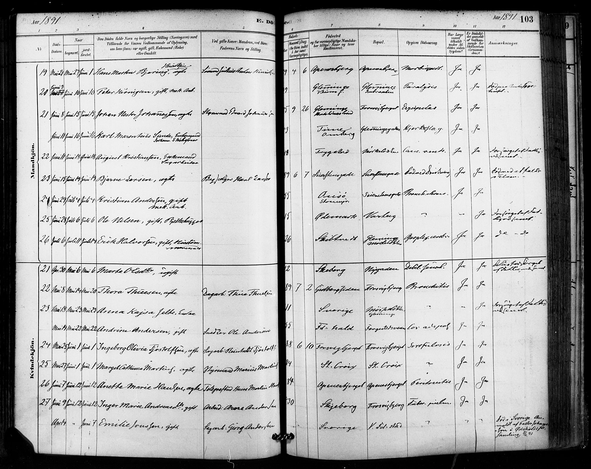 Fredrikstad domkirkes prestekontor Kirkebøker, AV/SAO-A-10906/F/Fa/L0003: Parish register (official) no. 3, 1878-1904, p. 103