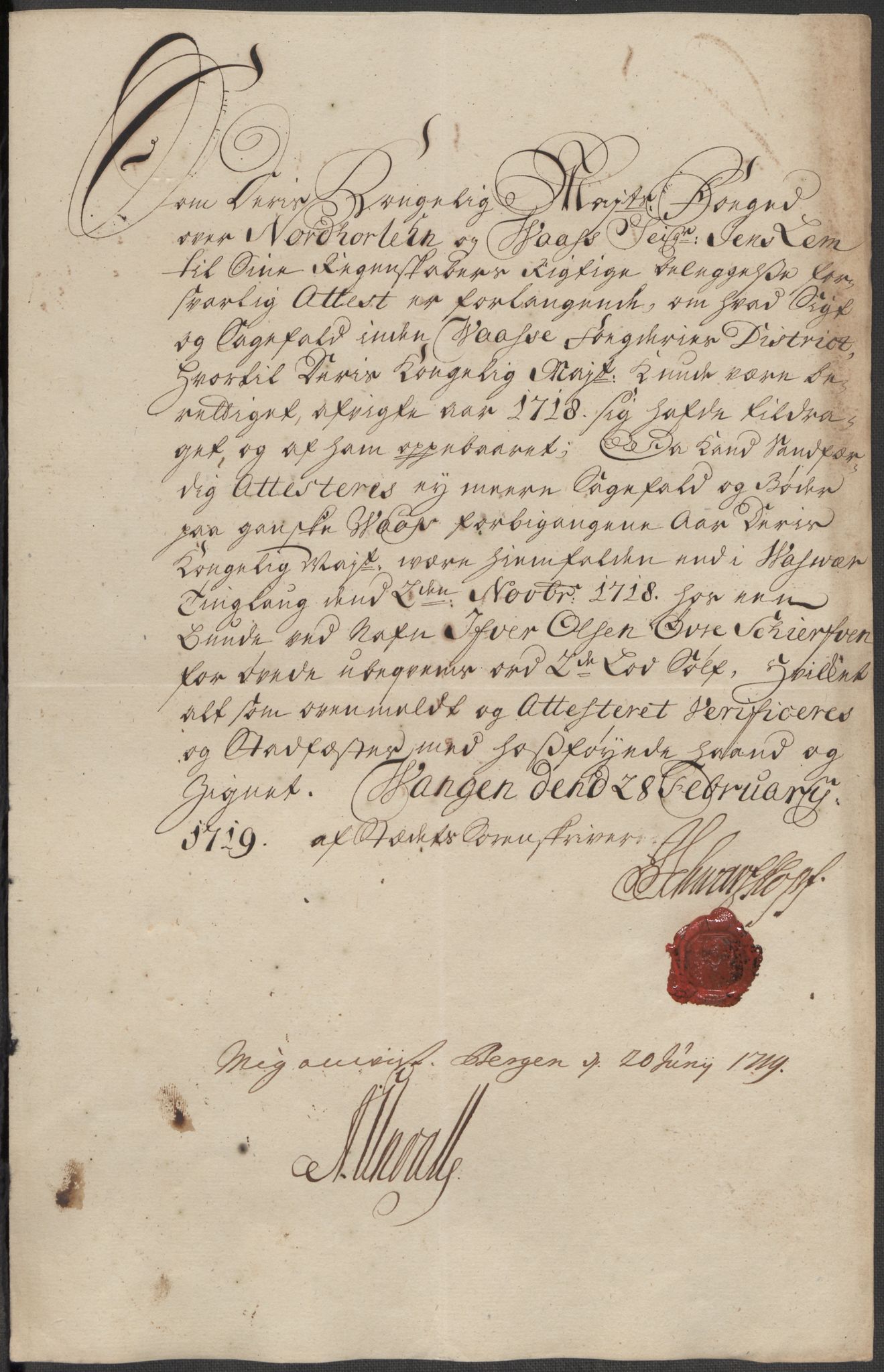 Rentekammeret inntil 1814, Reviderte regnskaper, Fogderegnskap, RA/EA-4092/R51/L3202: Fogderegnskap Nordhordland og Voss, 1718, p. 85