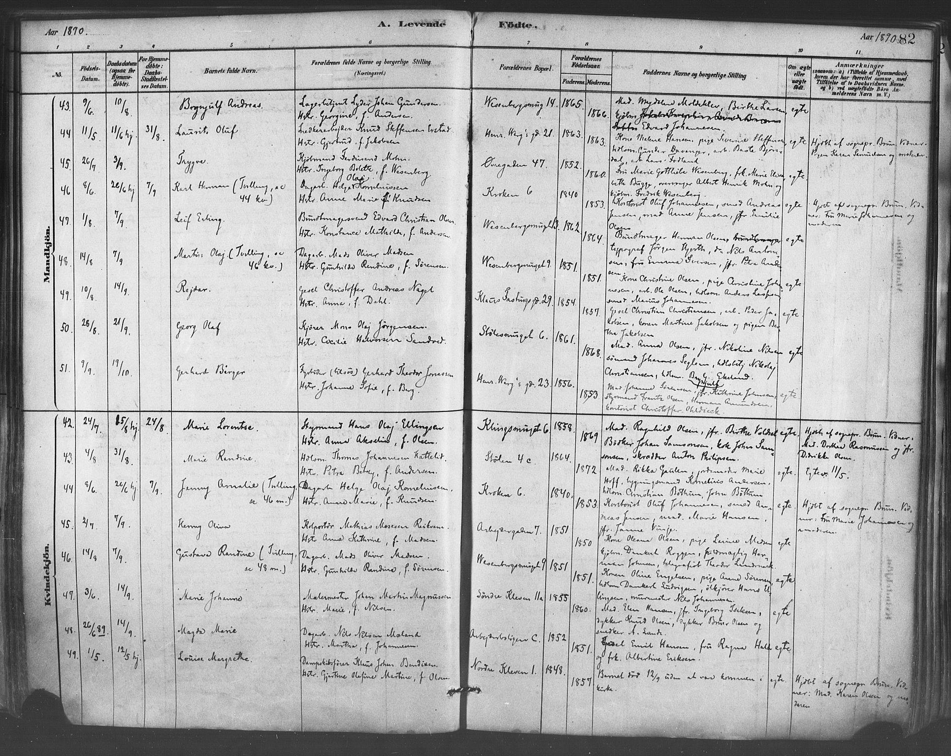 Mariakirken Sokneprestembete, SAB/A-76901/H/Haa/L0007: Parish register (official) no. A 7, 1878-1893, p. 82