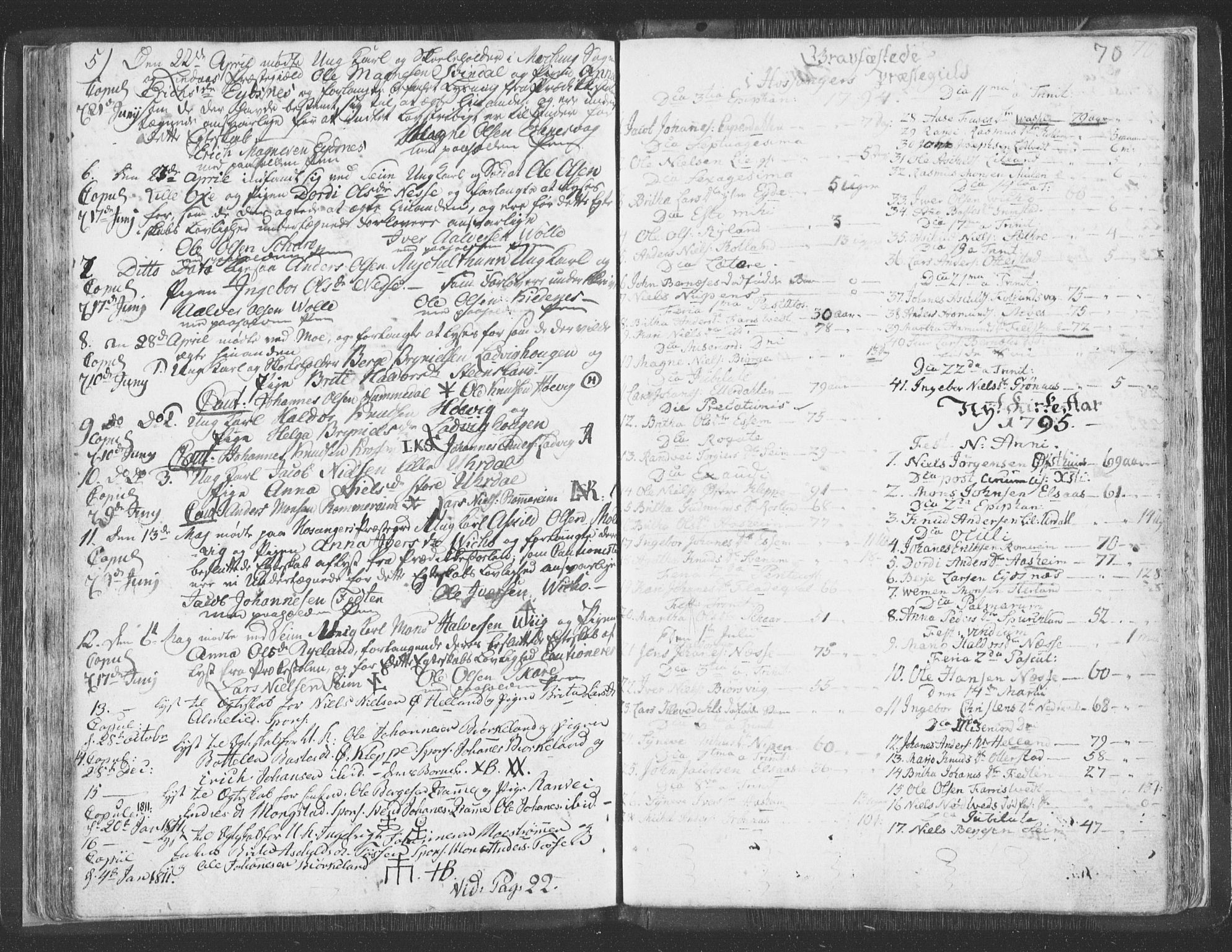 Hosanger sokneprestembete, AV/SAB-A-75801/H/Haa: Parish register (official) no. A 3, 1793-1811, p. 69b-70a