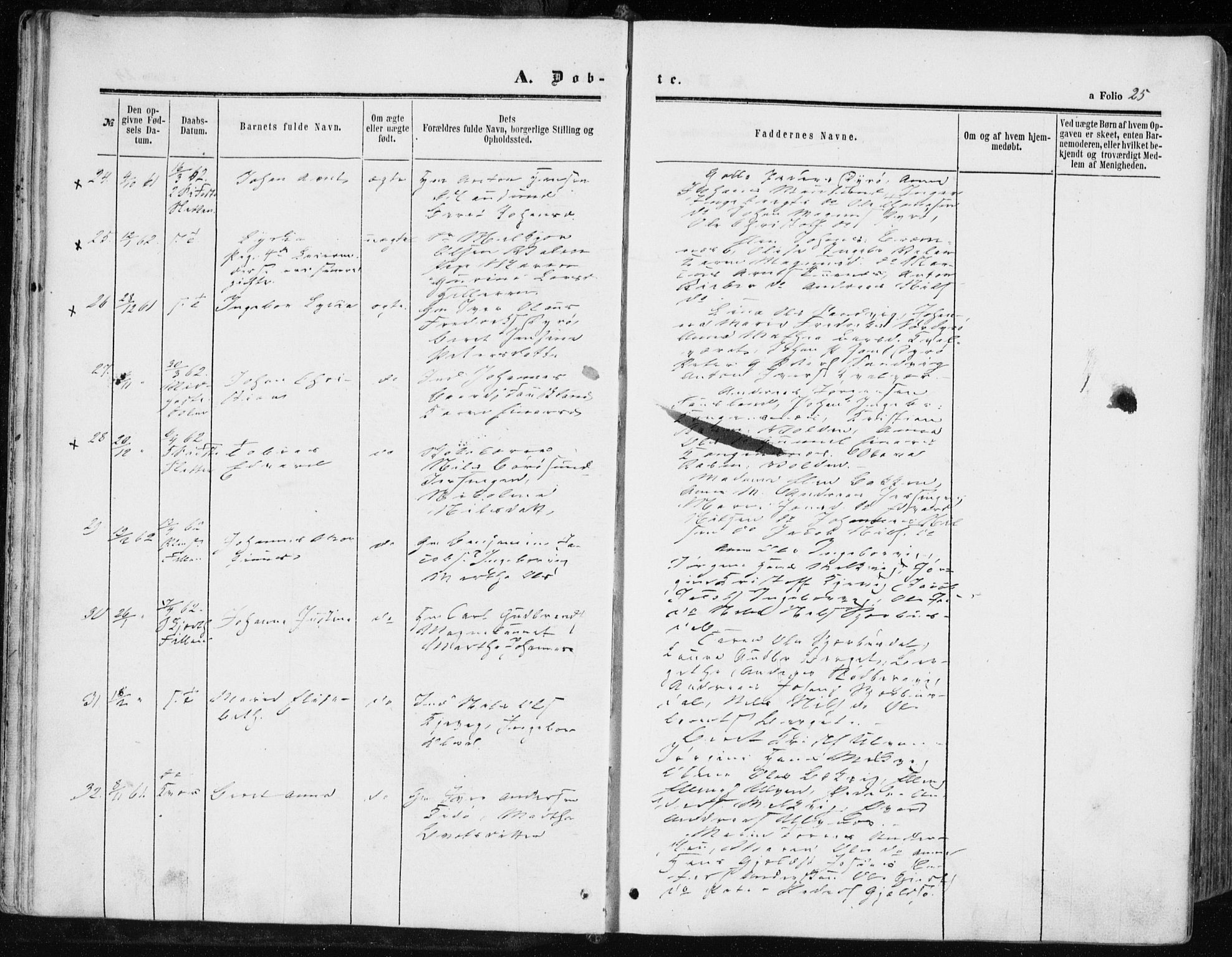 Ministerialprotokoller, klokkerbøker og fødselsregistre - Sør-Trøndelag, SAT/A-1456/634/L0531: Parish register (official) no. 634A07, 1861-1870, p. 25