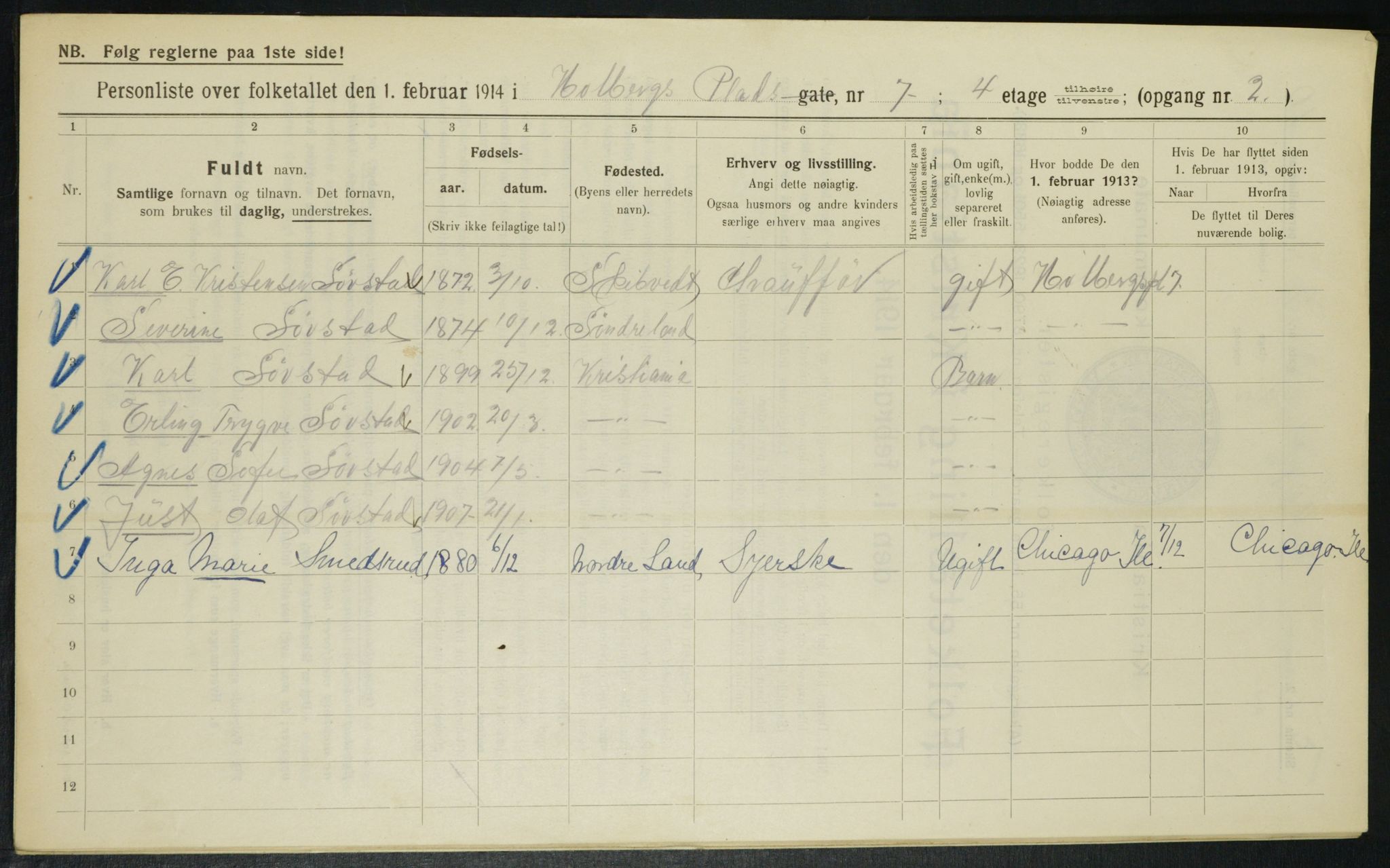 OBA, Municipal Census 1914 for Kristiania, 1914, p. 40672