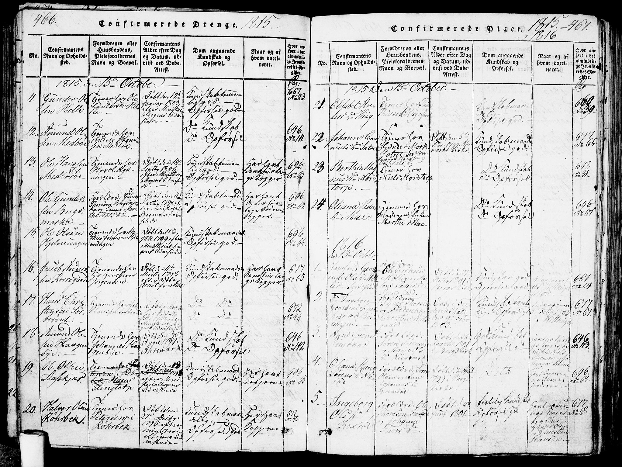 Berg prestekontor Kirkebøker, SAO/A-10902/G/Ga/L0001: Parish register (copy) no. I 1, 1815-1832, p. 466-467