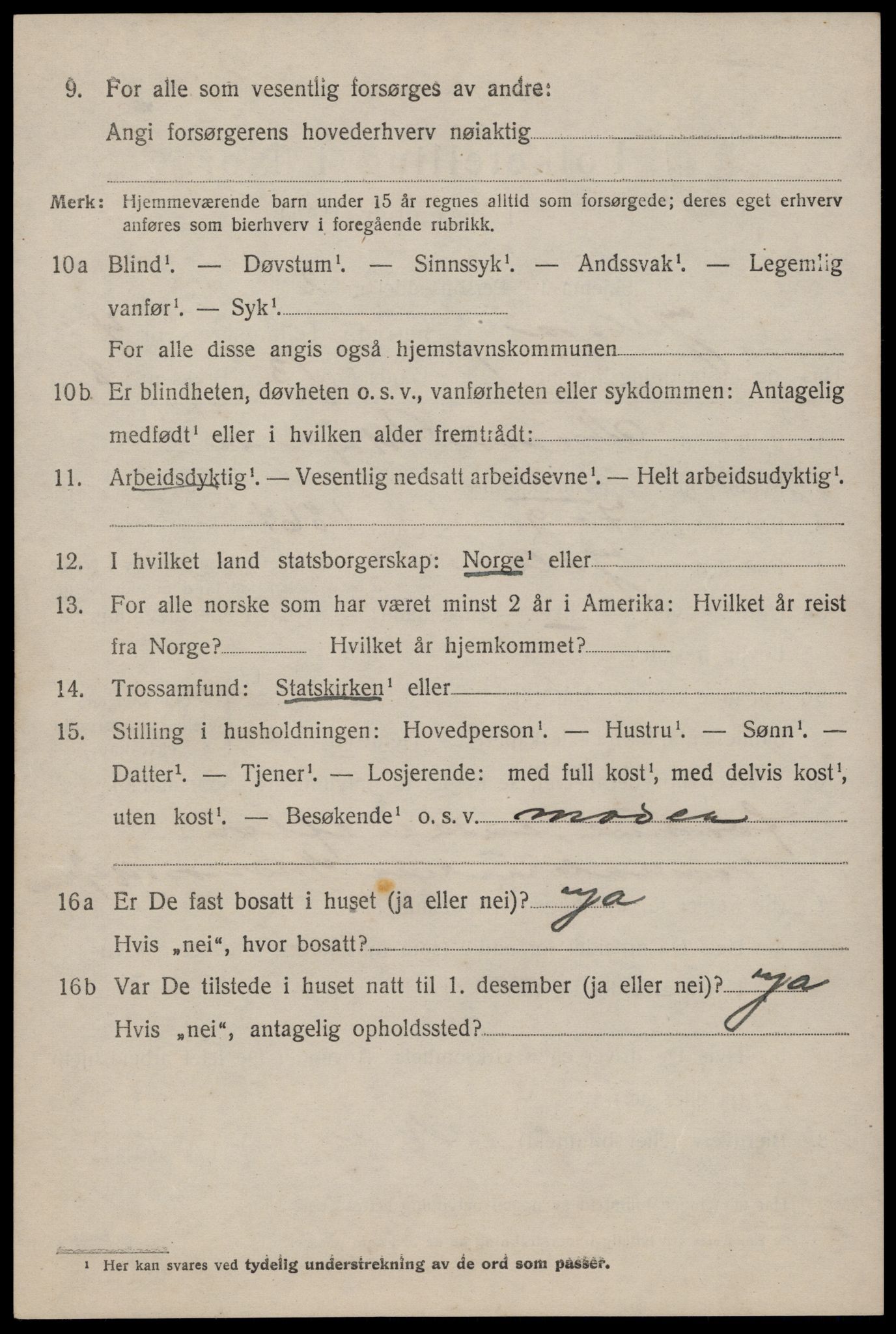 SAST, 1920 census for Jelsa, 1920, p. 1181