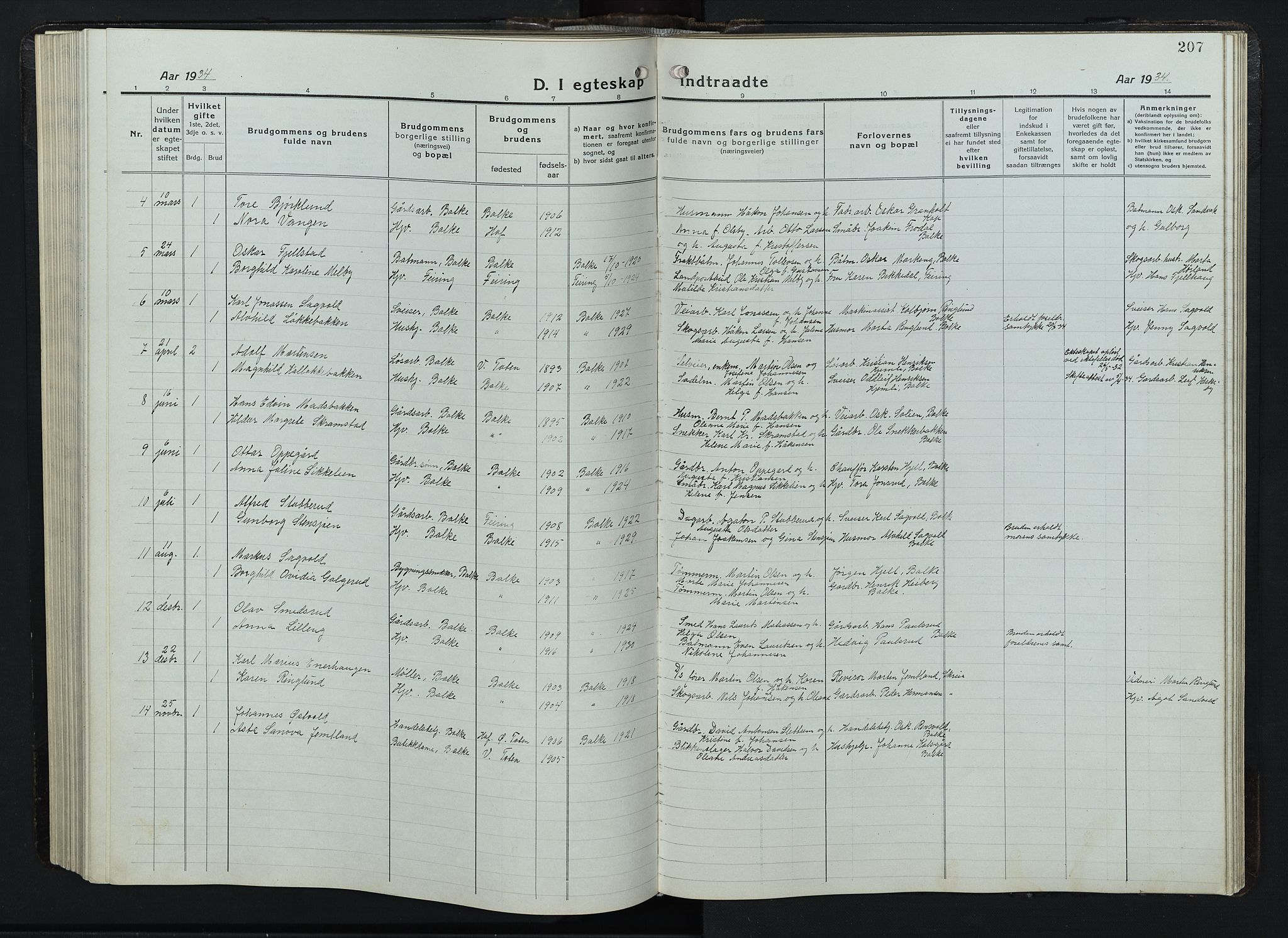 Balke prestekontor, AV/SAH-PREST-106/H/Ha/Hab/L0001: Parish register (copy) no. 1, 1920-1955, p. 207