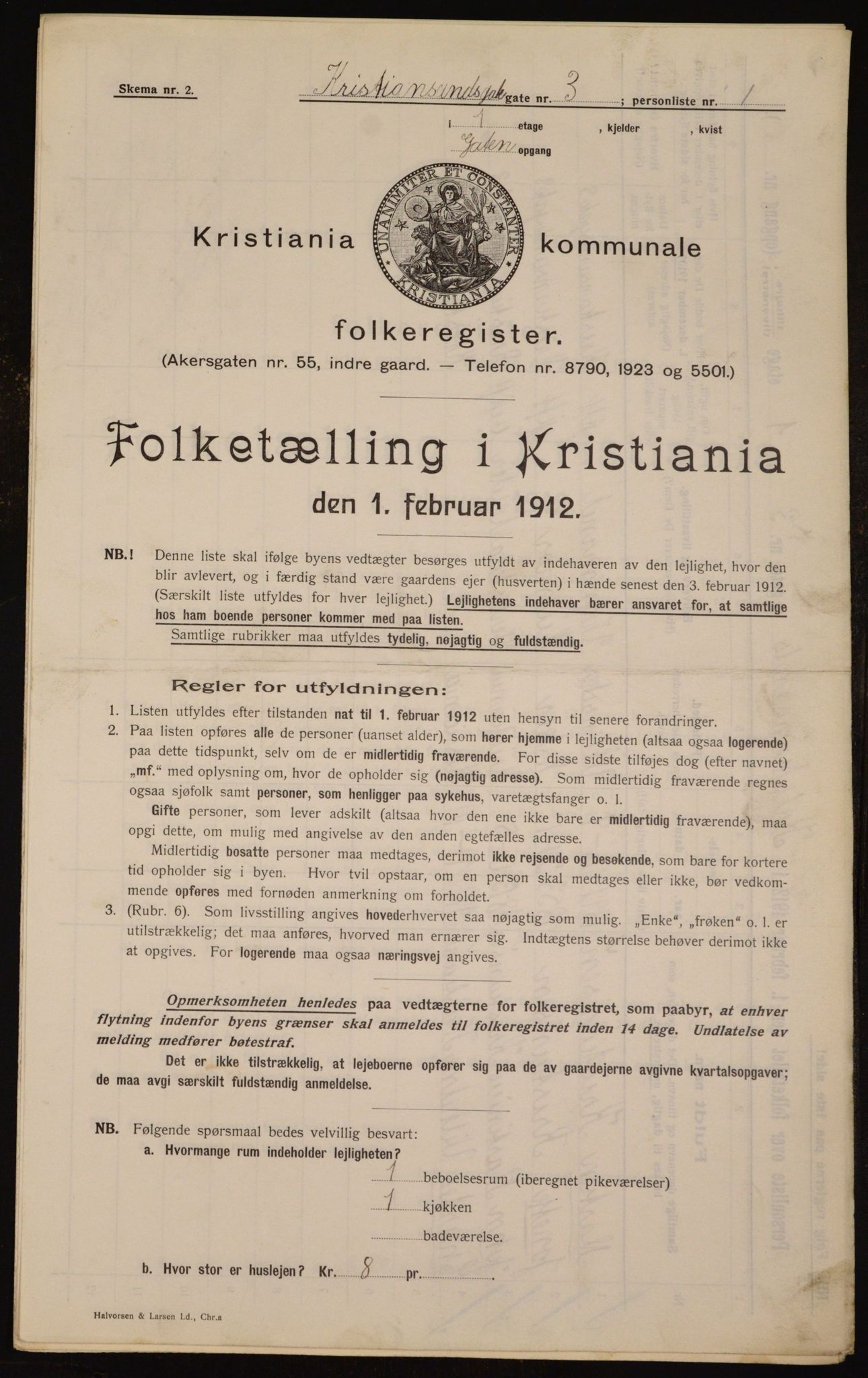 OBA, Municipal Census 1912 for Kristiania, 1912, p. 54492