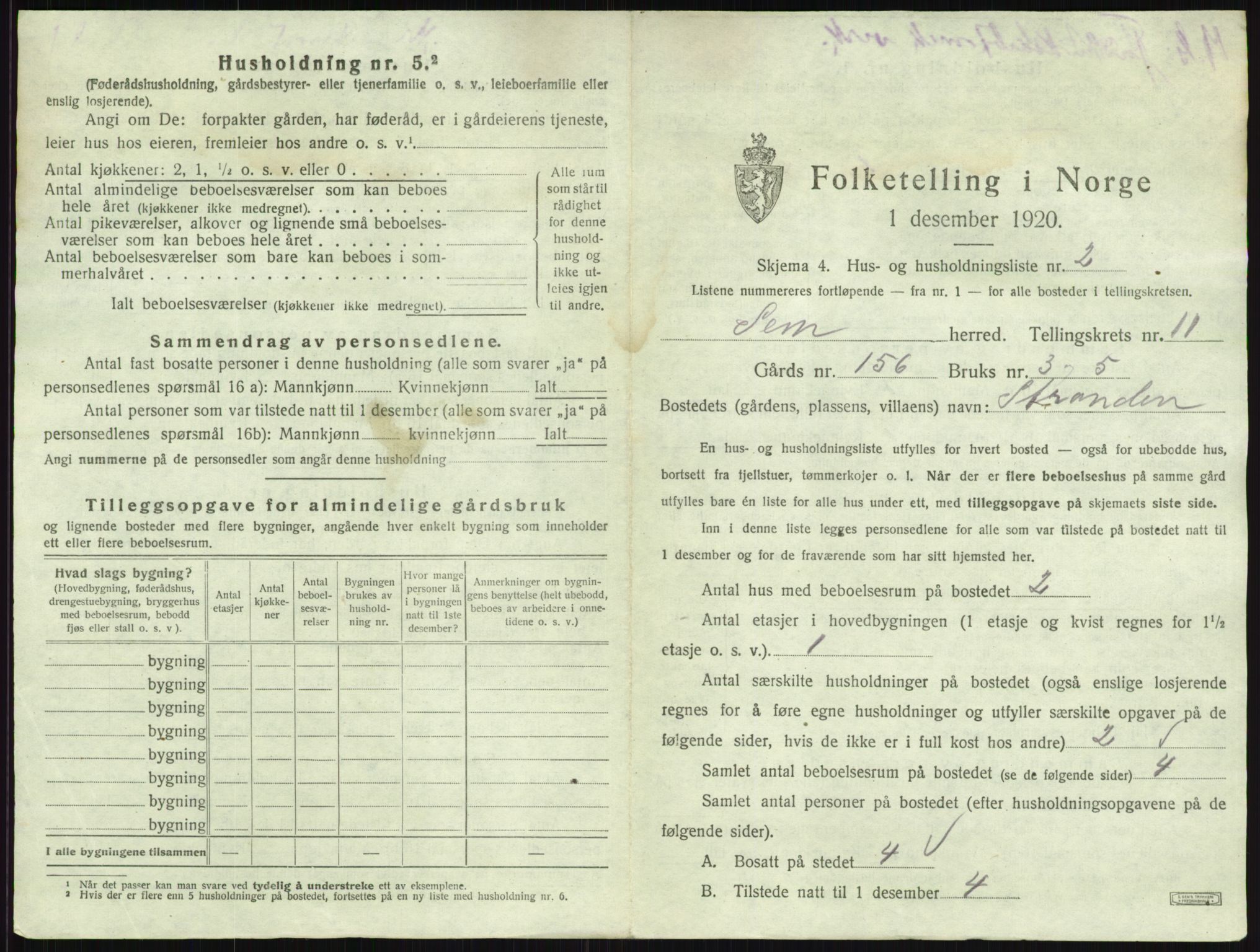 SAKO, 1920 census for Sem, 1920, p. 2236