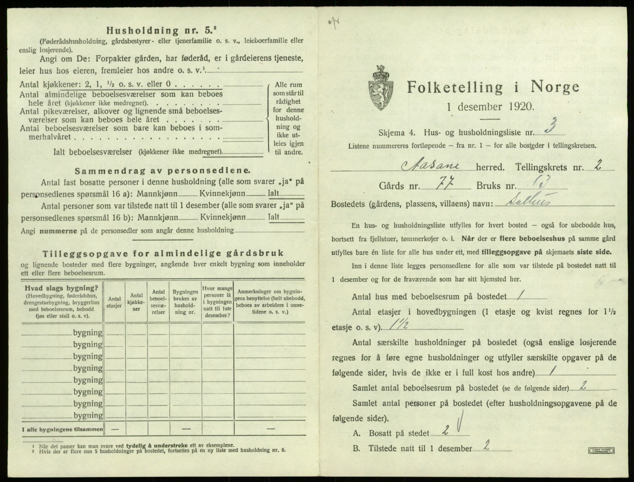 SAB, 1920 census for Åsane, 1920, p. 90