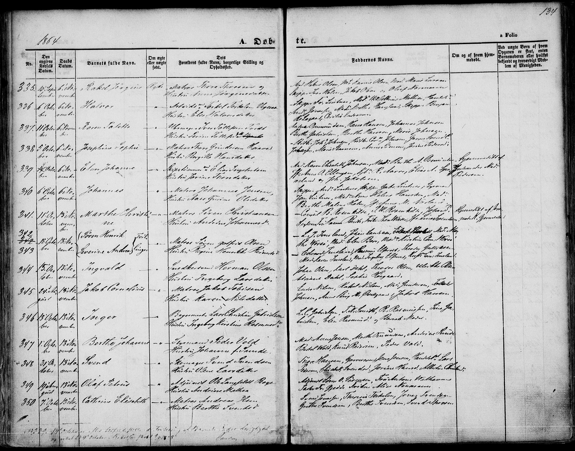 St. Petri sokneprestkontor, AV/SAST-A-101813/001/30/30BA/L0001: Parish register (official) no. A 1, 1861-1868, p. 134