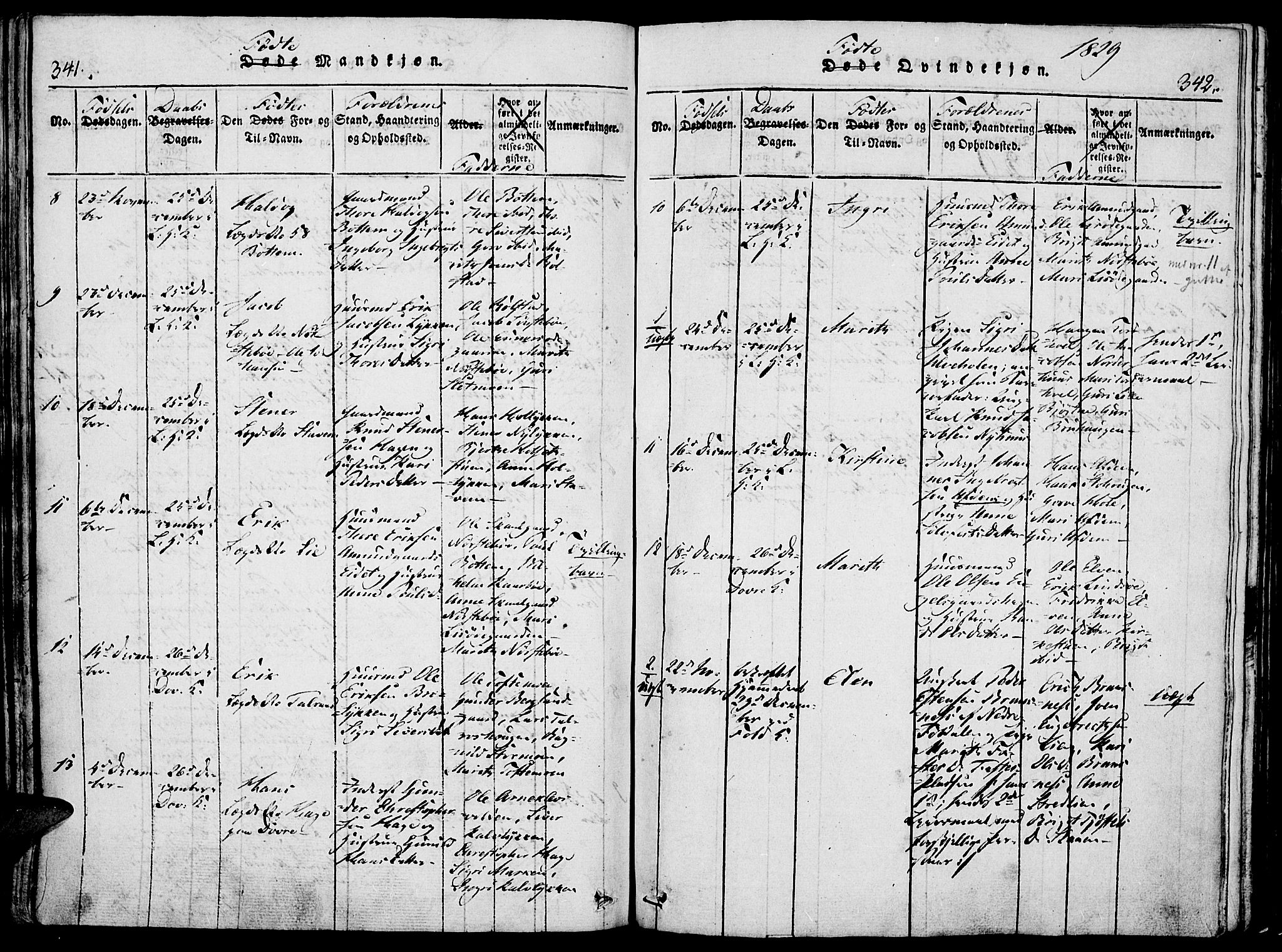 Lesja prestekontor, AV/SAH-PREST-068/H/Ha/Haa/L0004: Parish register (official) no. 4, 1820-1829, p. 341-342