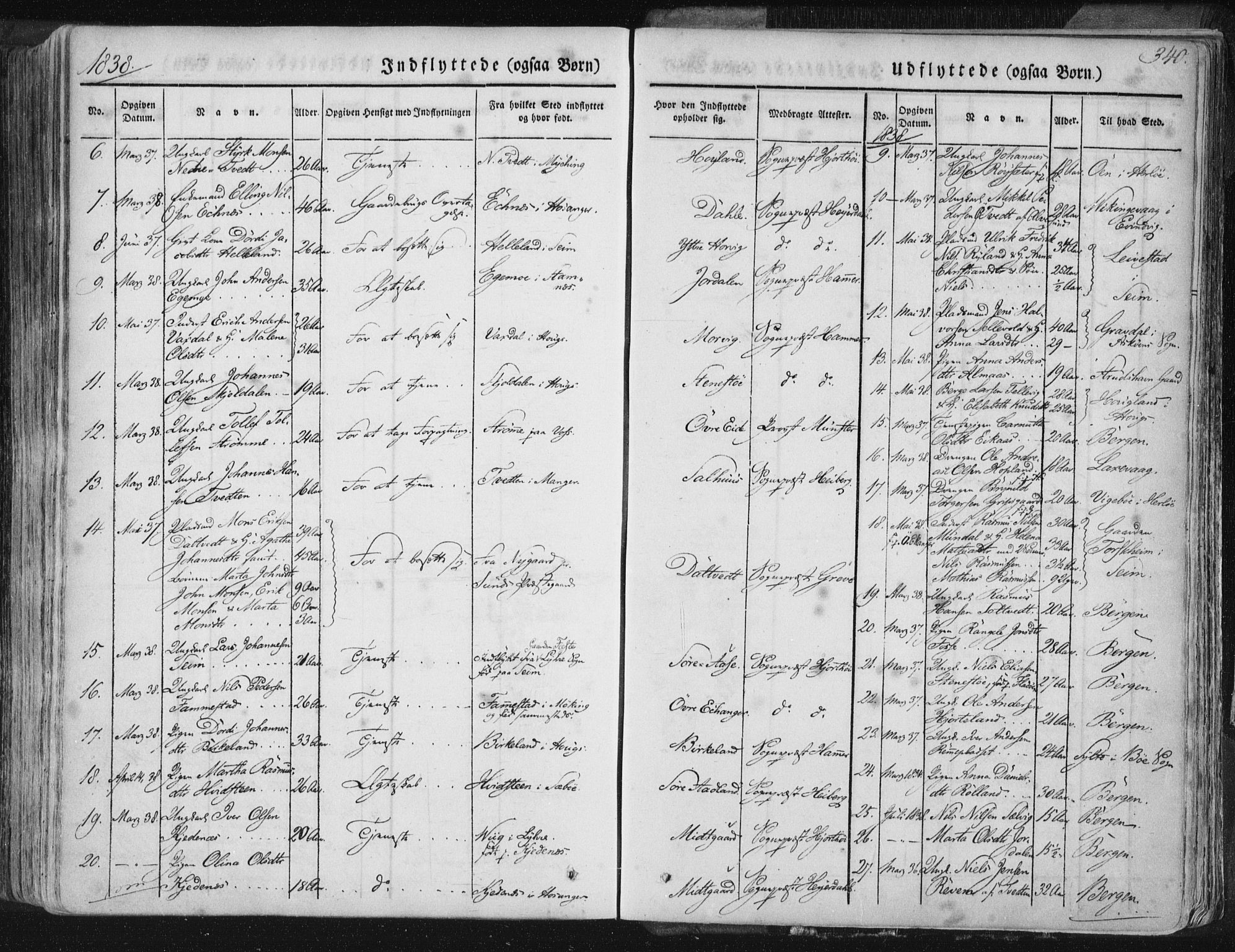 Hamre sokneprestembete, AV/SAB-A-75501/H/Ha/Haa/Haaa/L0012: Parish register (official) no. A 12, 1834-1845, p. 340