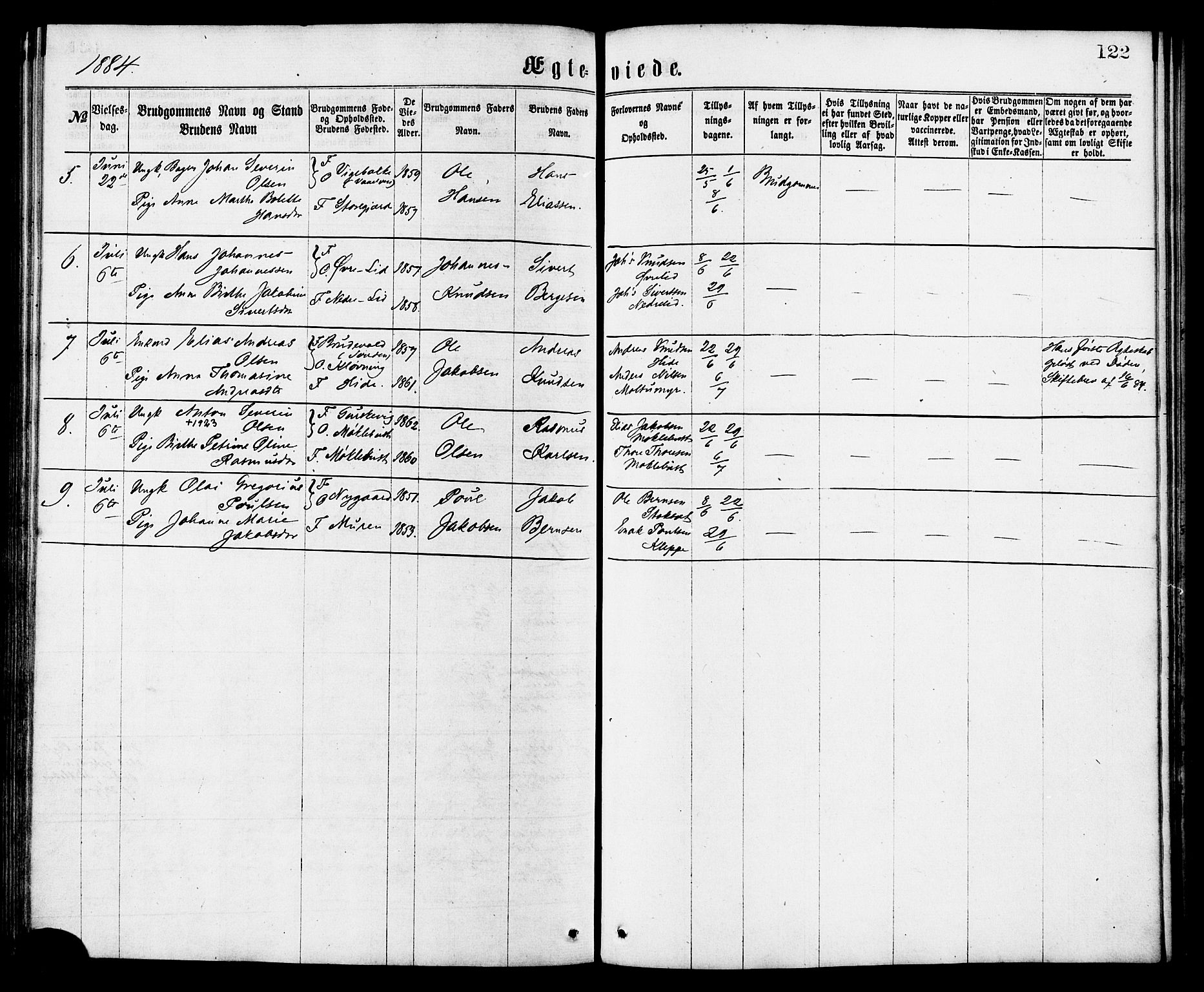 Ministerialprotokoller, klokkerbøker og fødselsregistre - Møre og Romsdal, AV/SAT-A-1454/503/L0035: Parish register (official) no. 503A03, 1865-1884, p. 122