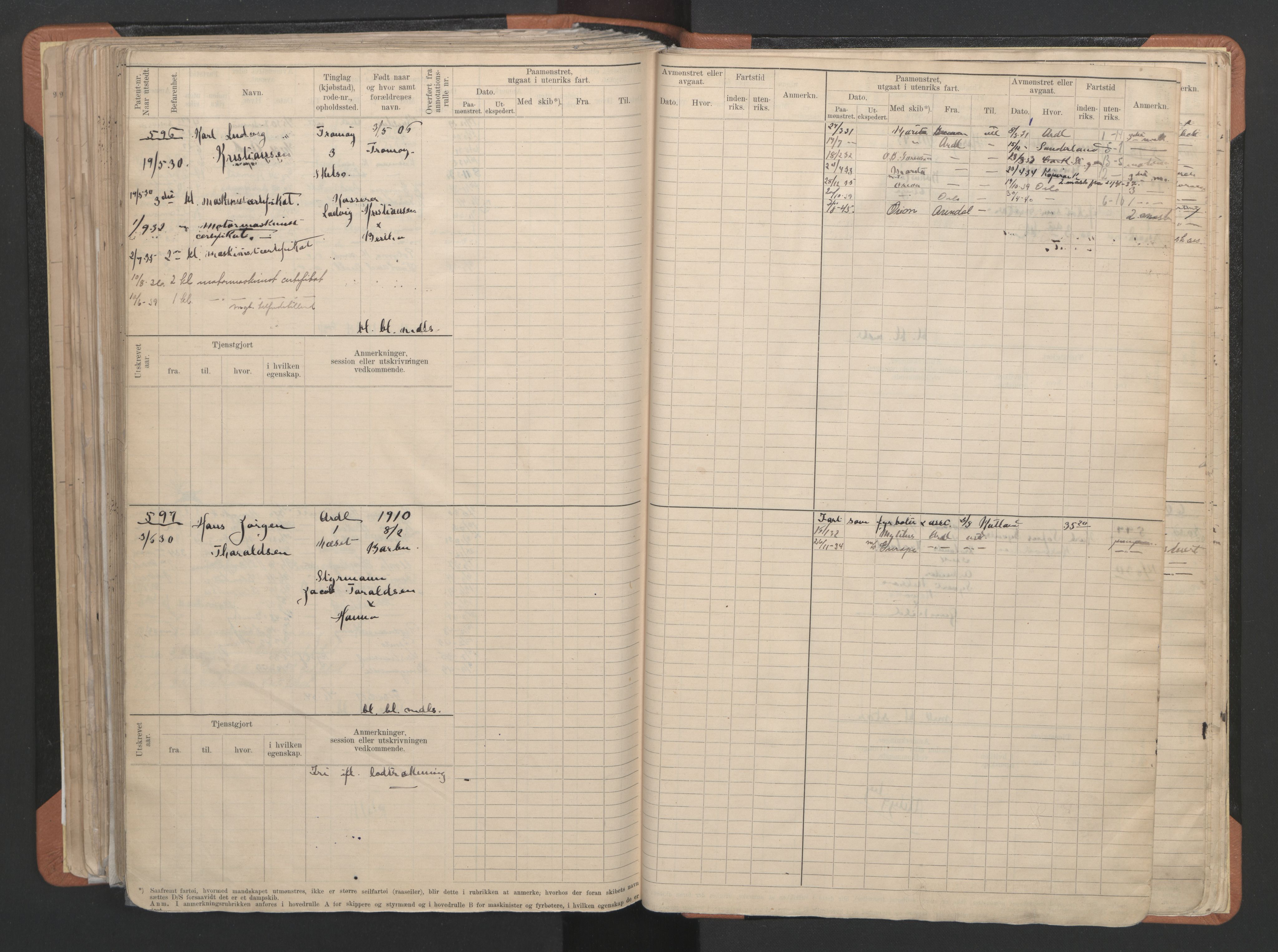 Arendal mønstringskrets, AV/SAK-2031-0012/F/Fb/L0024: Hovedrulle B nr 1-665, S-22, 1886-1933, p. 316