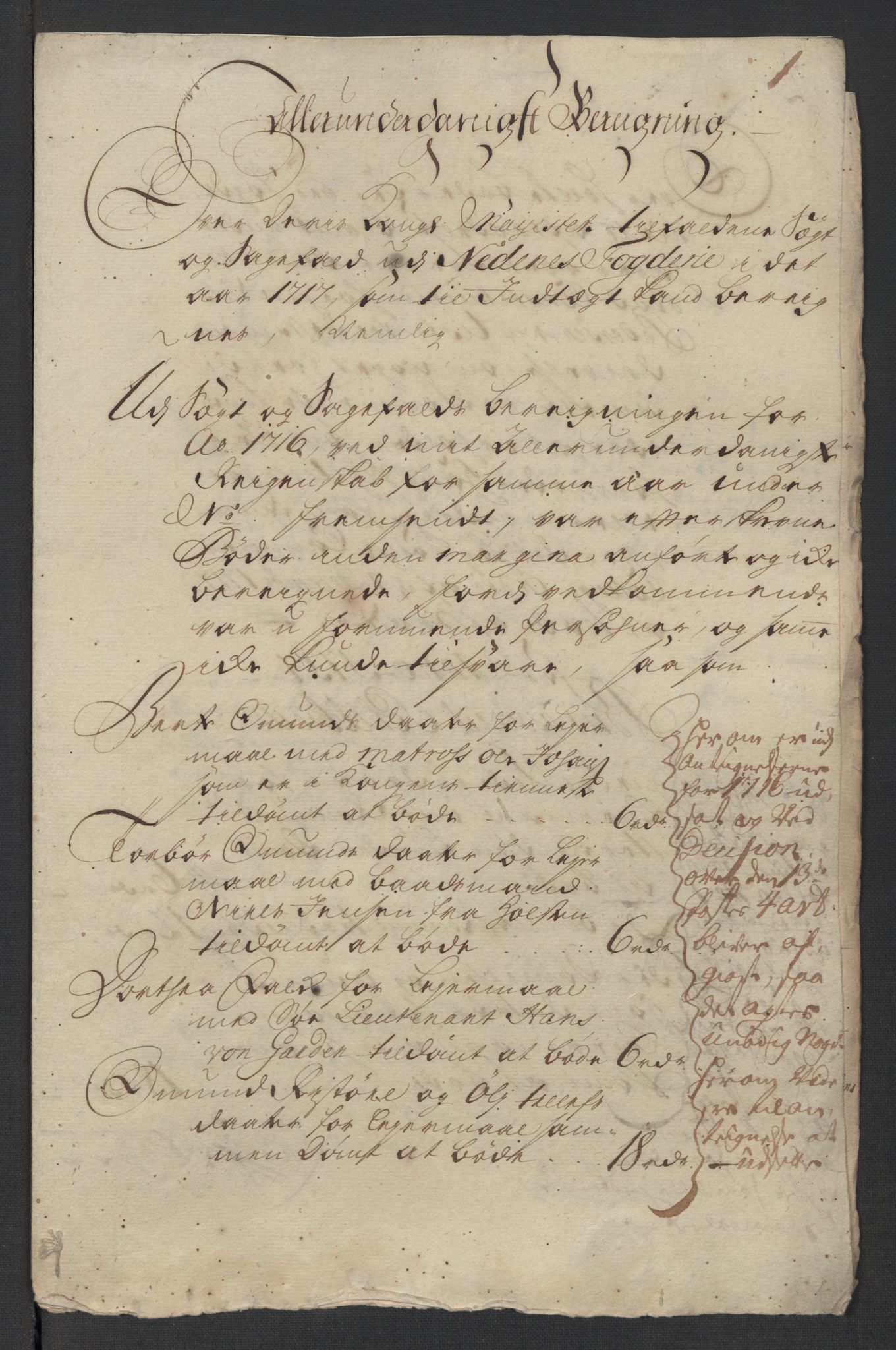 Rentekammeret inntil 1814, Reviderte regnskaper, Fogderegnskap, RA/EA-4092/R39/L2326: Fogderegnskap Nedenes, 1717, p. 210