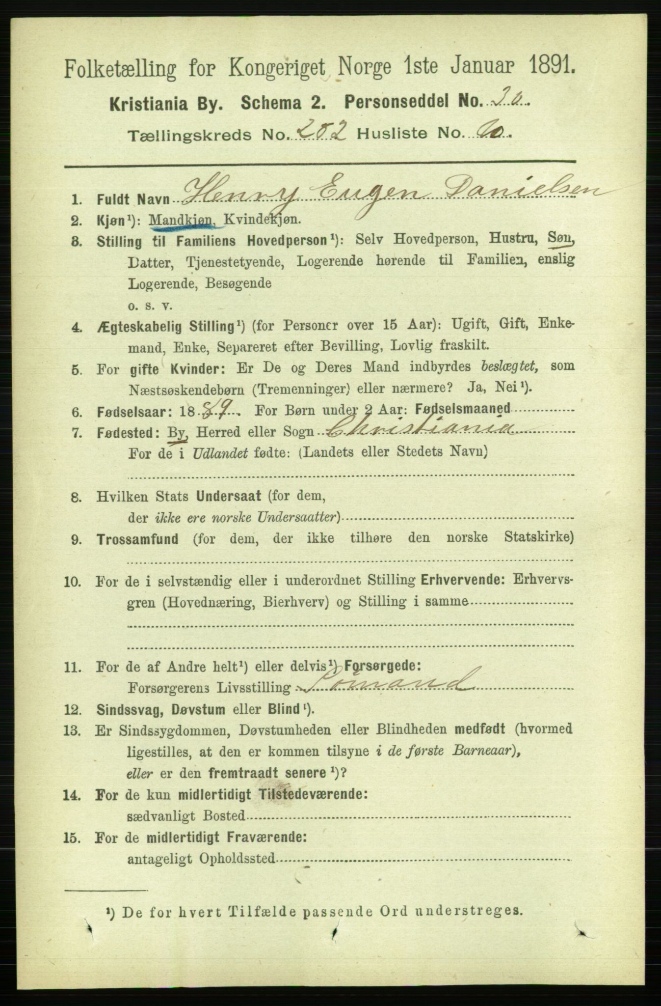 RA, 1891 census for 0301 Kristiania, 1891, p. 171912
