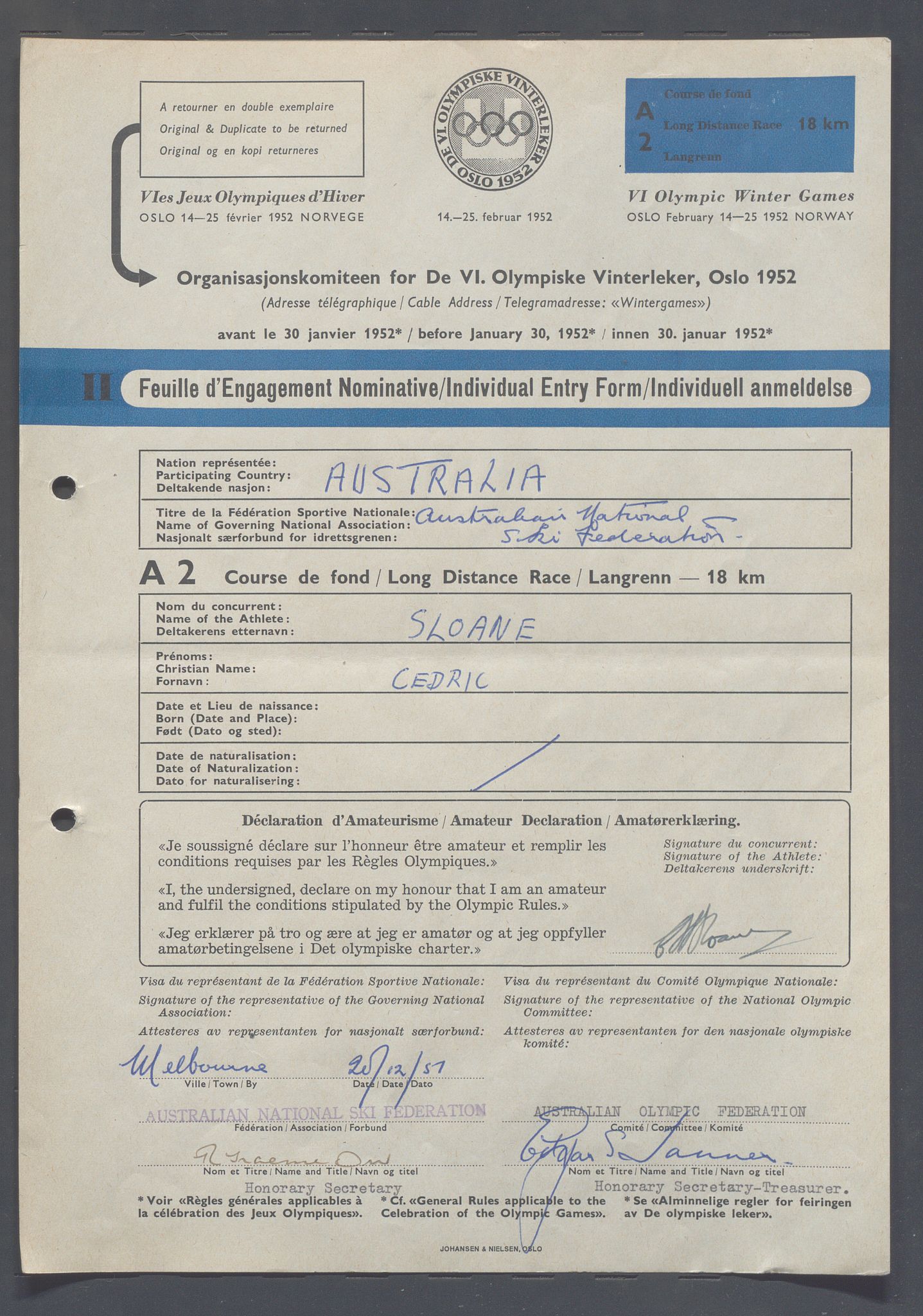 Organisasjonskomiteen for de VI. olympiske vinterleker, OBA/A-20130/H/Ha, 1951-1952, p. 68