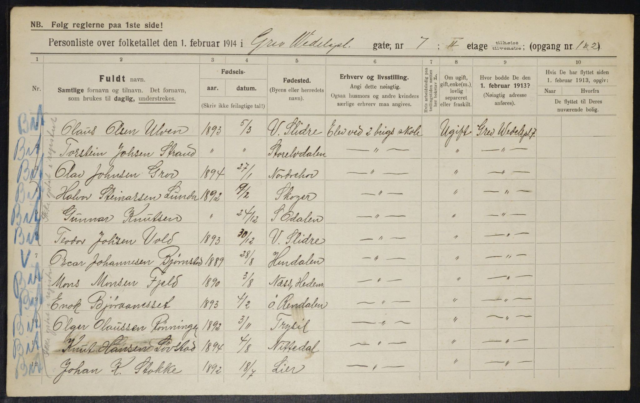 OBA, Municipal Census 1914 for Kristiania, 1914, p. 30068