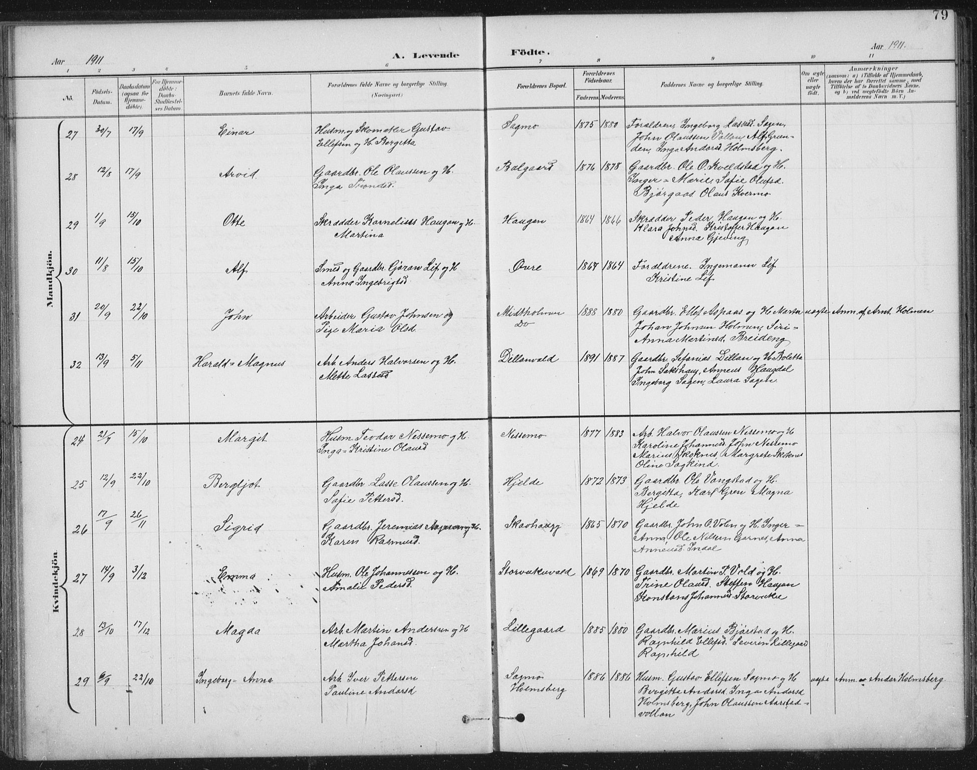 Ministerialprotokoller, klokkerbøker og fødselsregistre - Nord-Trøndelag, AV/SAT-A-1458/724/L0269: Parish register (copy) no. 724C05, 1899-1920, p. 79